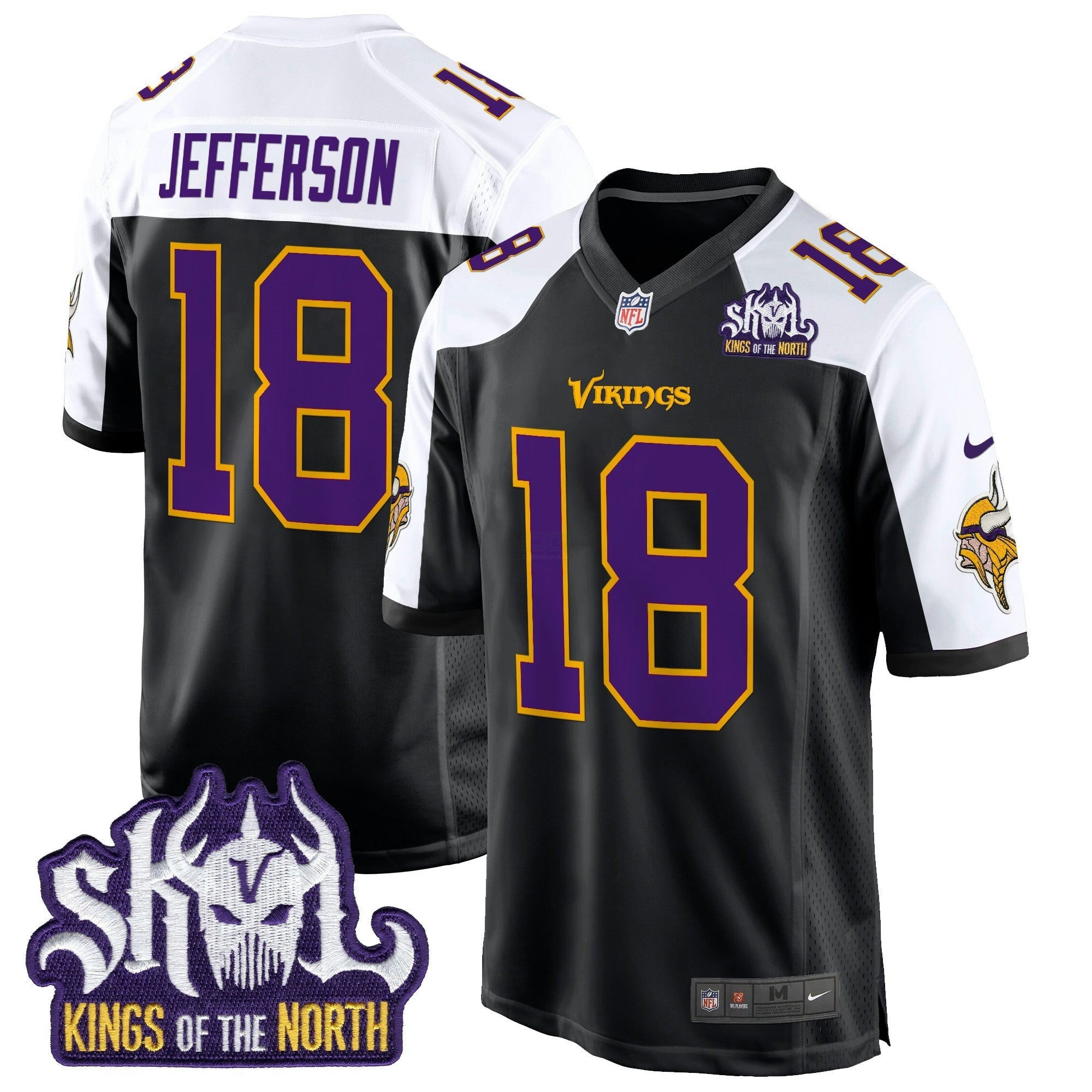 Camisa NFL Men’s Minnesota King Of The North Patch Throwback Game Jersey