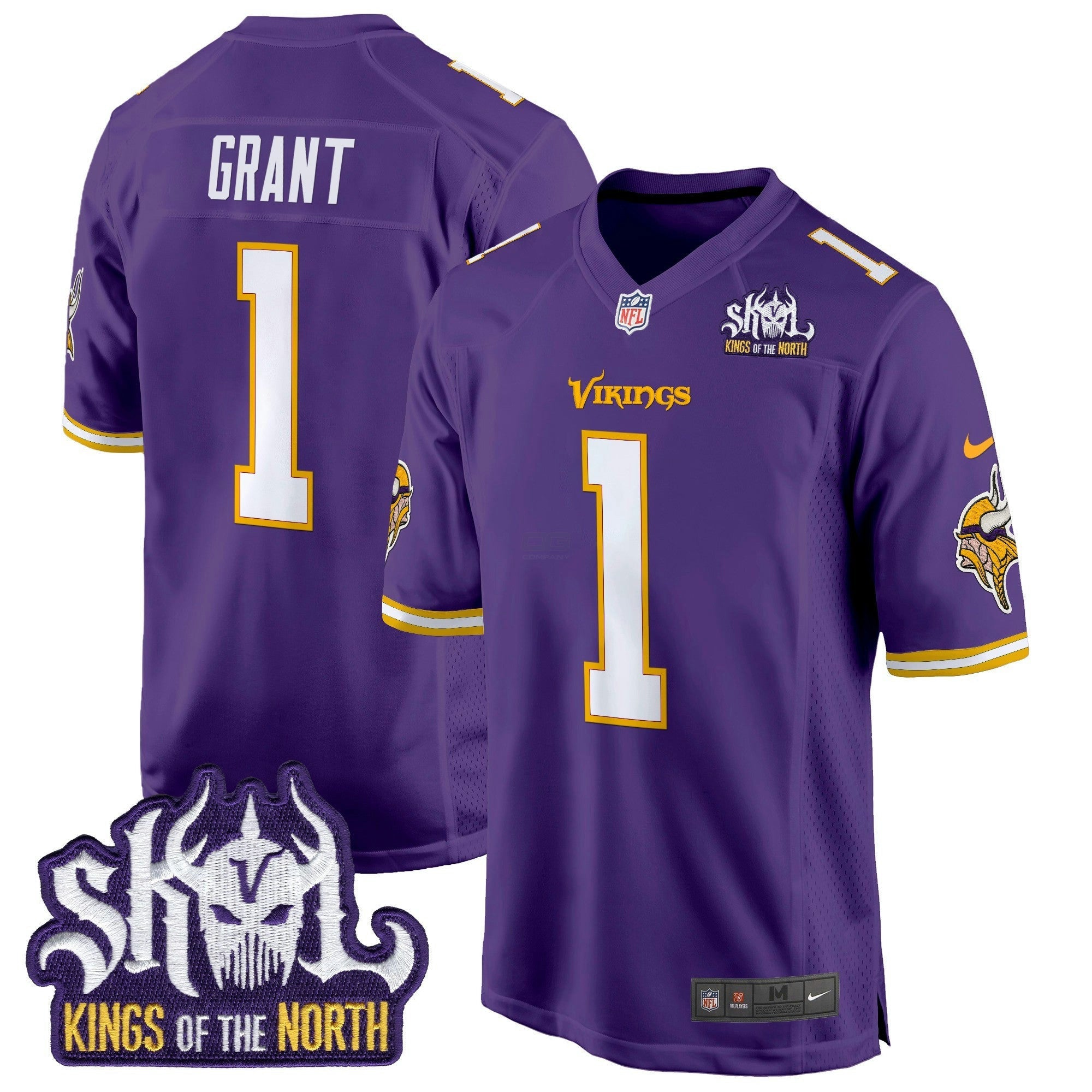 Camisa NFL Men’s Minnesota King Of The North Patch Throwback Game Jersey