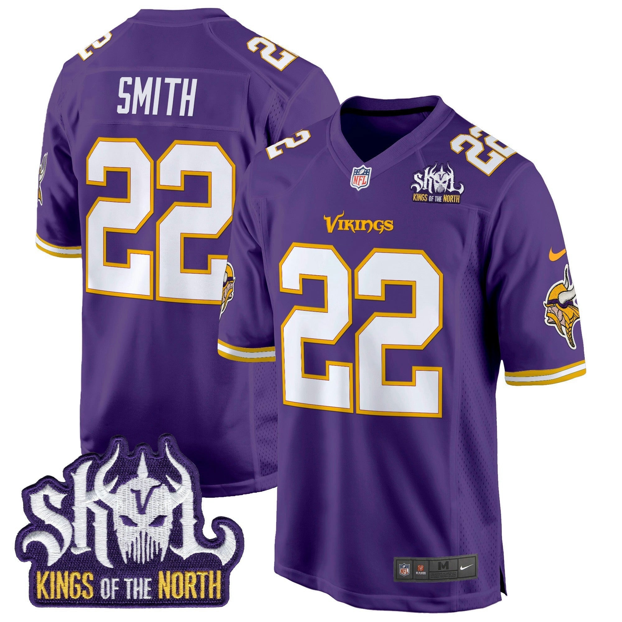 Camisa NFL Men’s Minnesota King Of The North Patch Throwback Game Jersey
