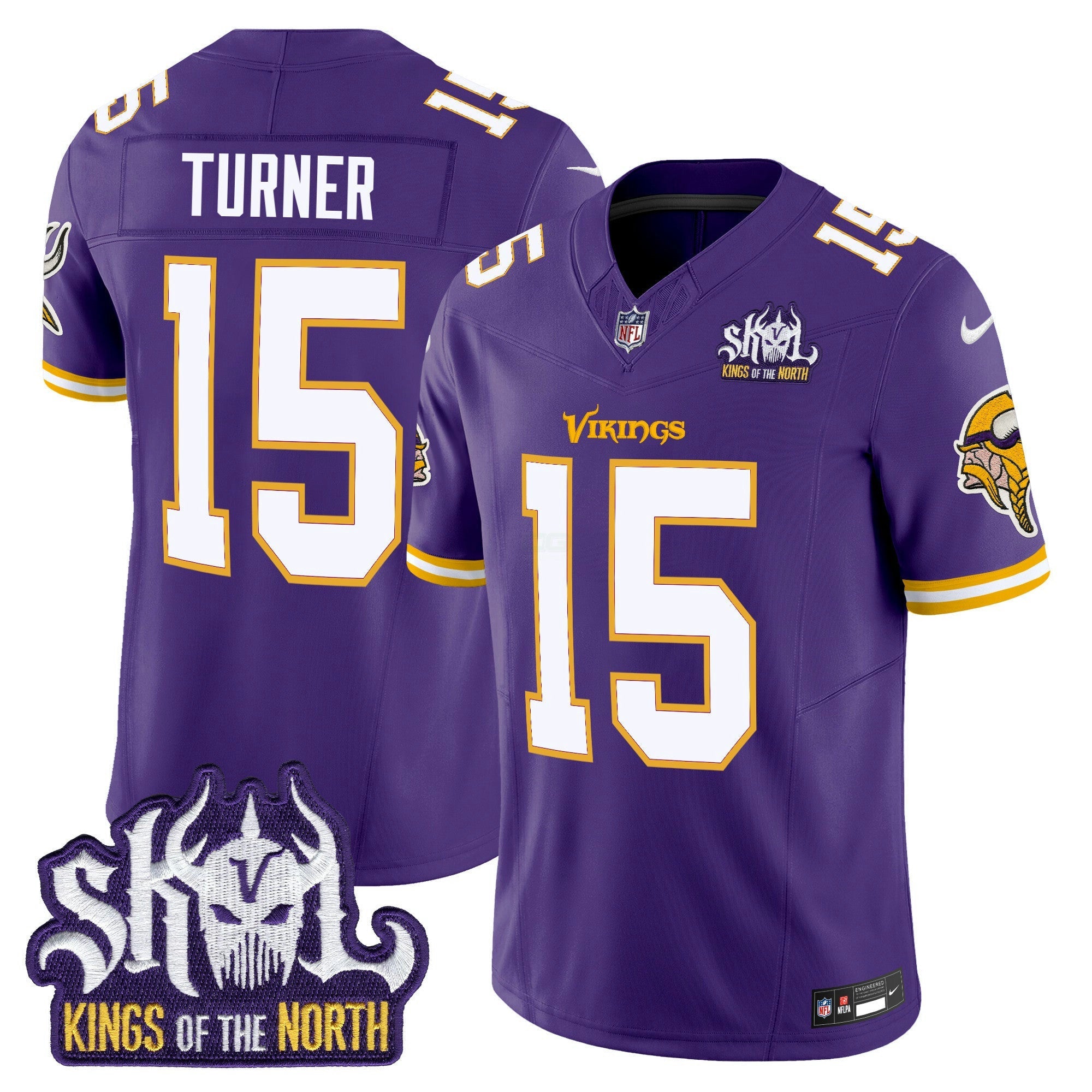 Camisa NFL Men’s Minnesota Kings Of The North Patch Throwback Vapor Limited Jersey