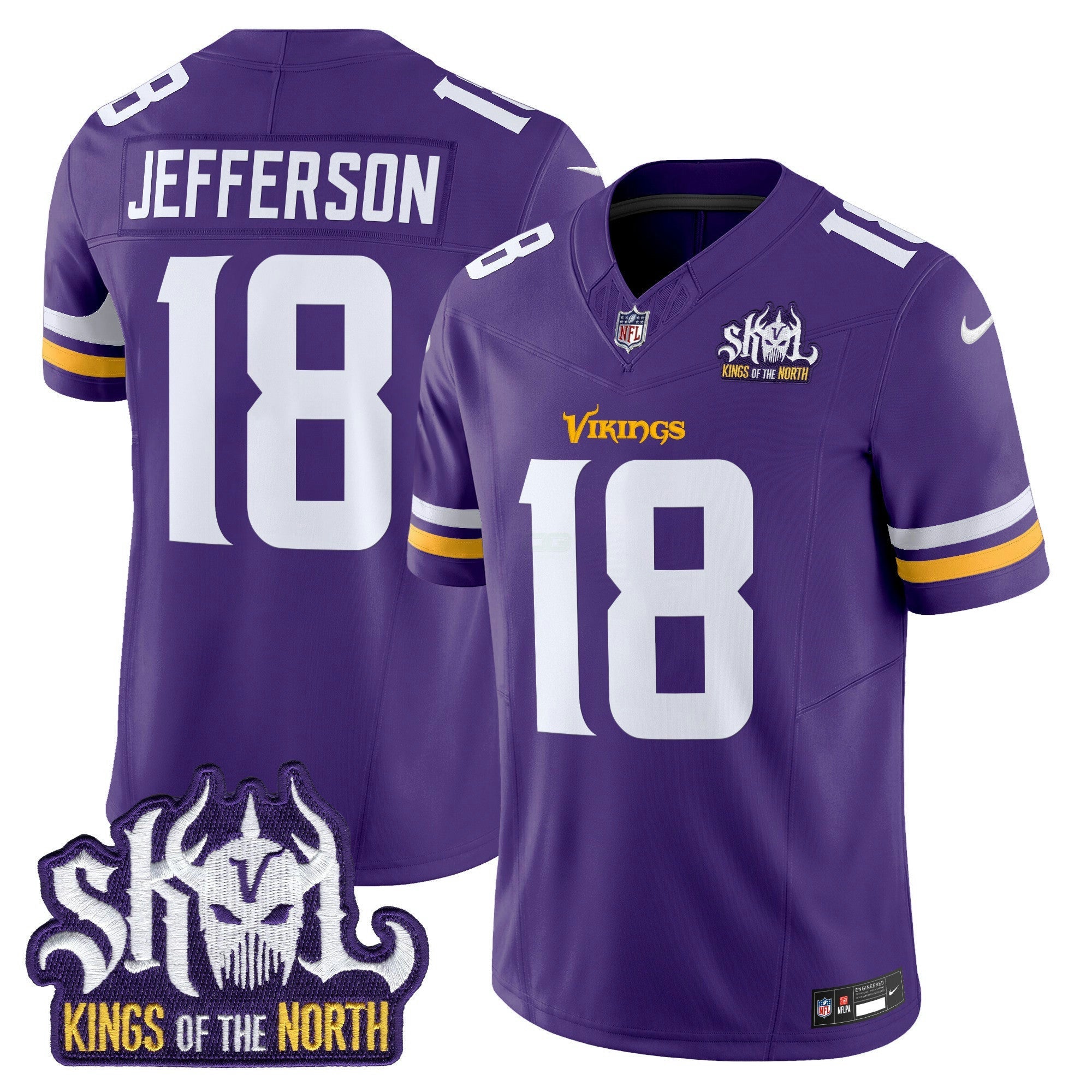Camisa NFL Men’s Minnesota Kings Of The North Patch Vapor Limited Jersey