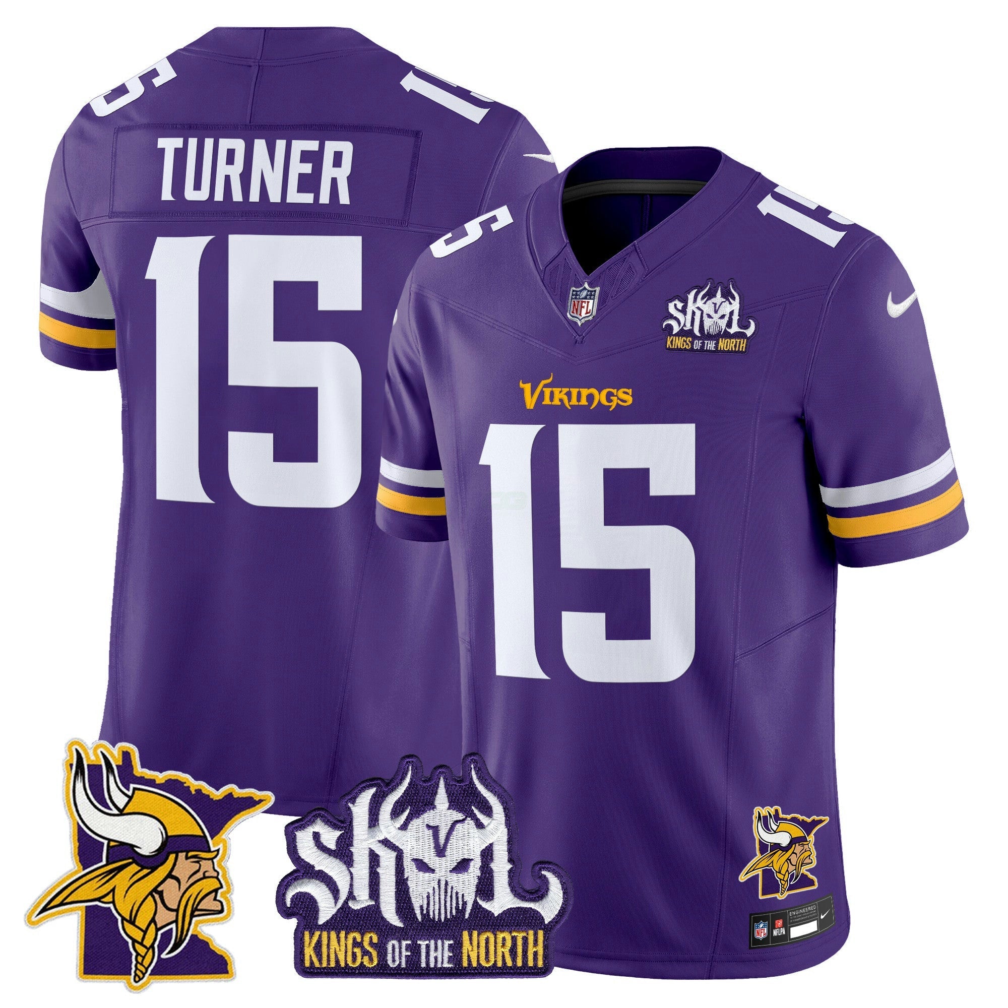 Camisa NFL Men’s Minnesota Kings Of The North Patch Vapor Limited Jersey V3