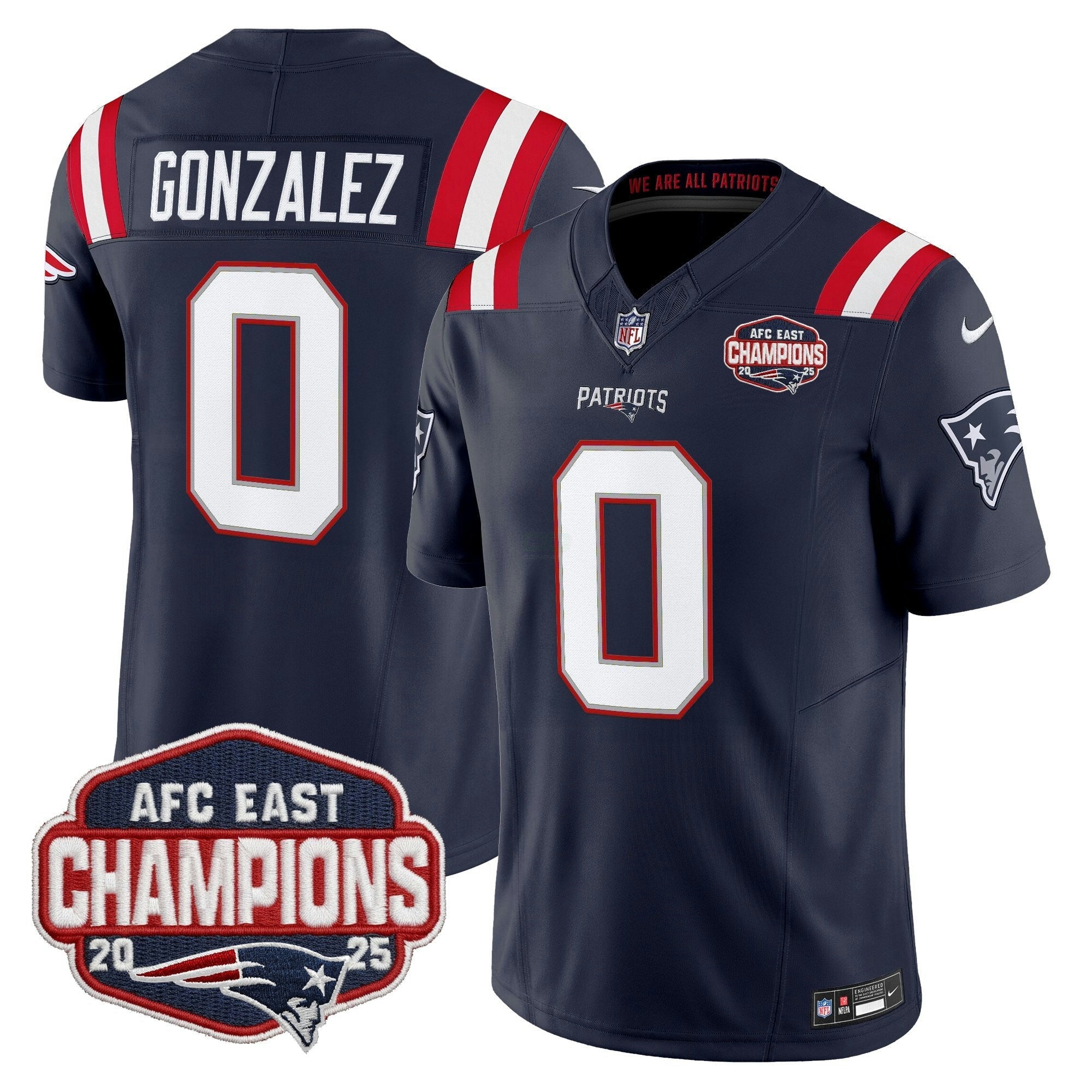 Camisa NFL Men’s New England 2025 AFC East Division Champions Vapor Limited Jersey