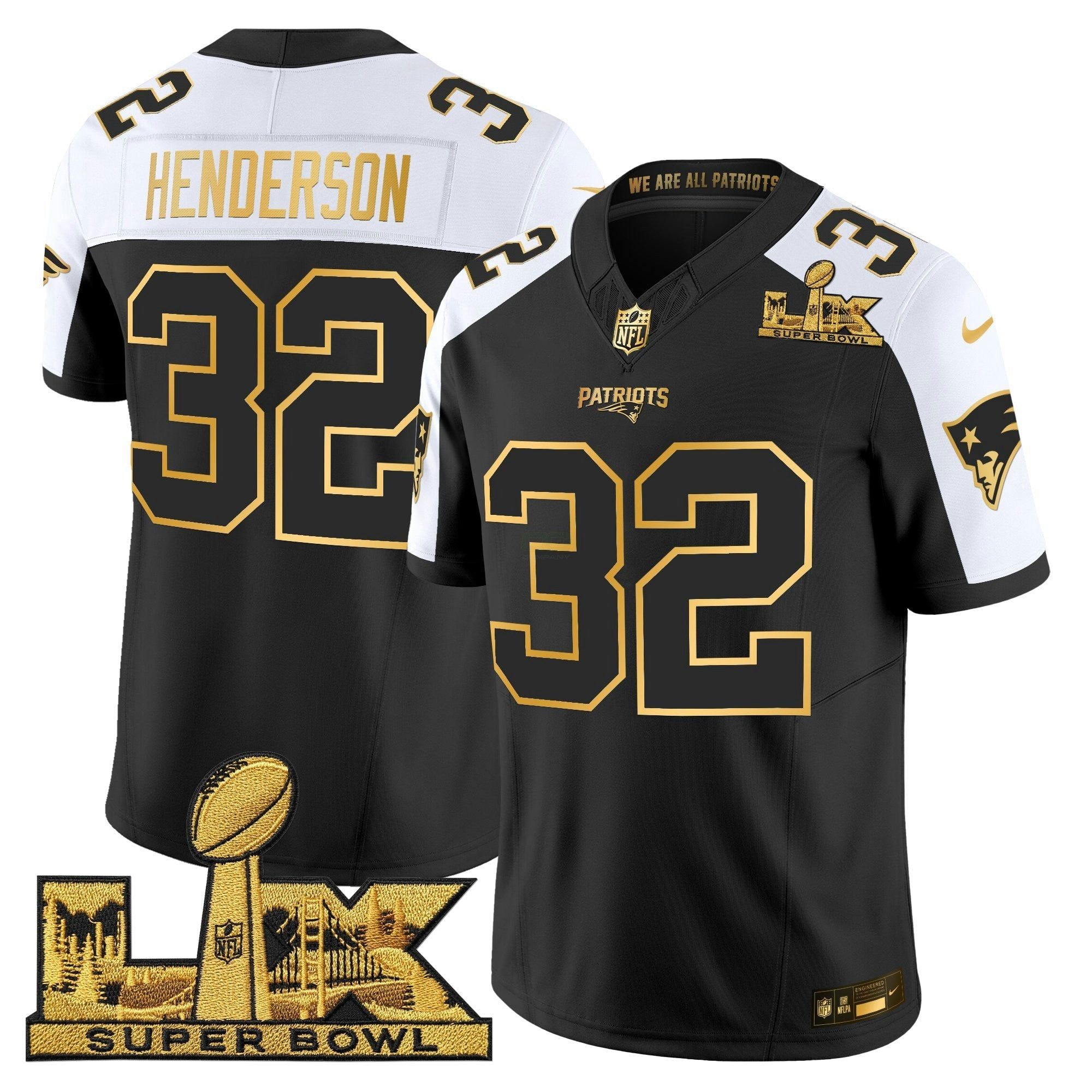 Camisa NFL Men’s New England Super Bowl LX Dourada Vapor Limited Jersey