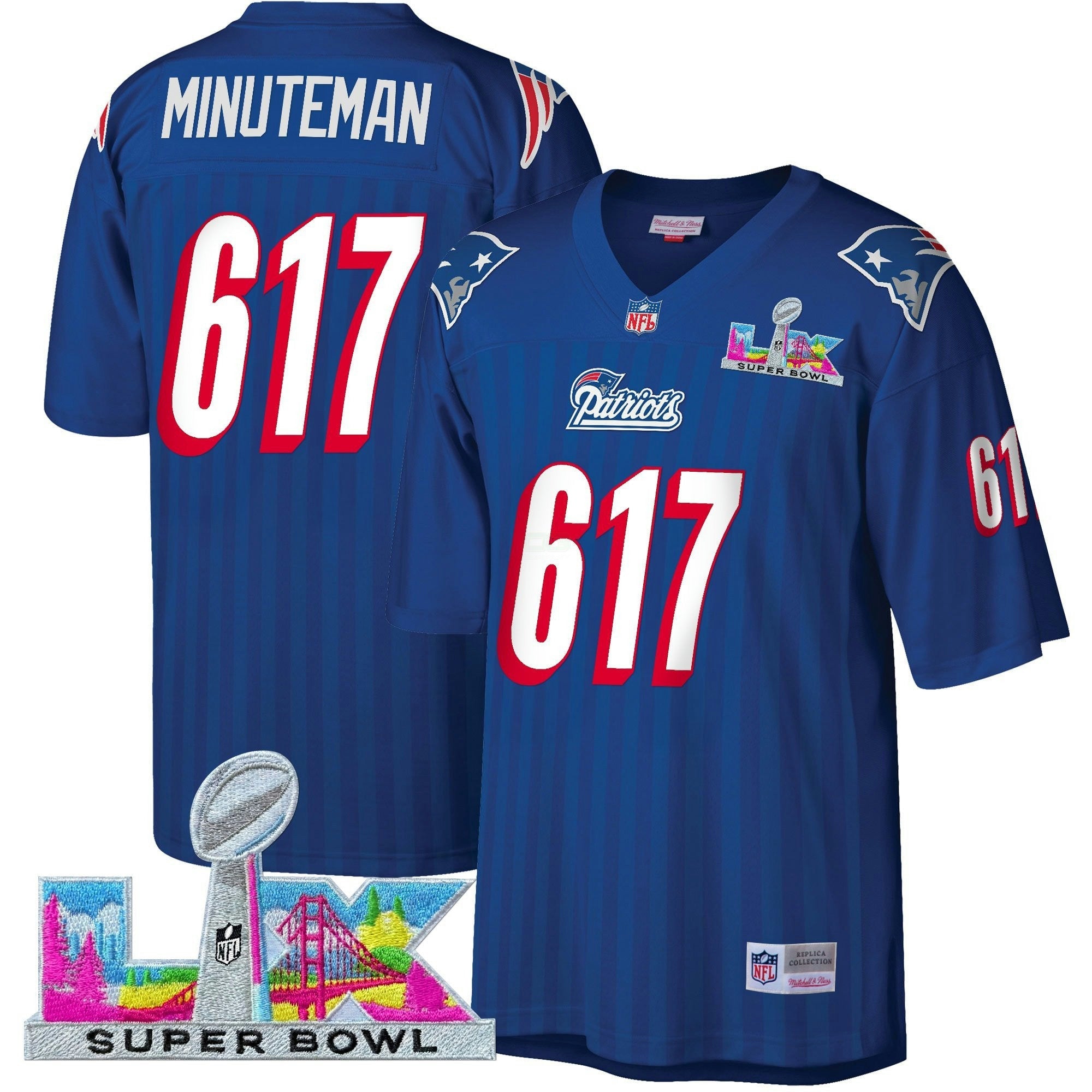 Camisa NFL Men’s New England Super Bowl LX Throwback Jersey