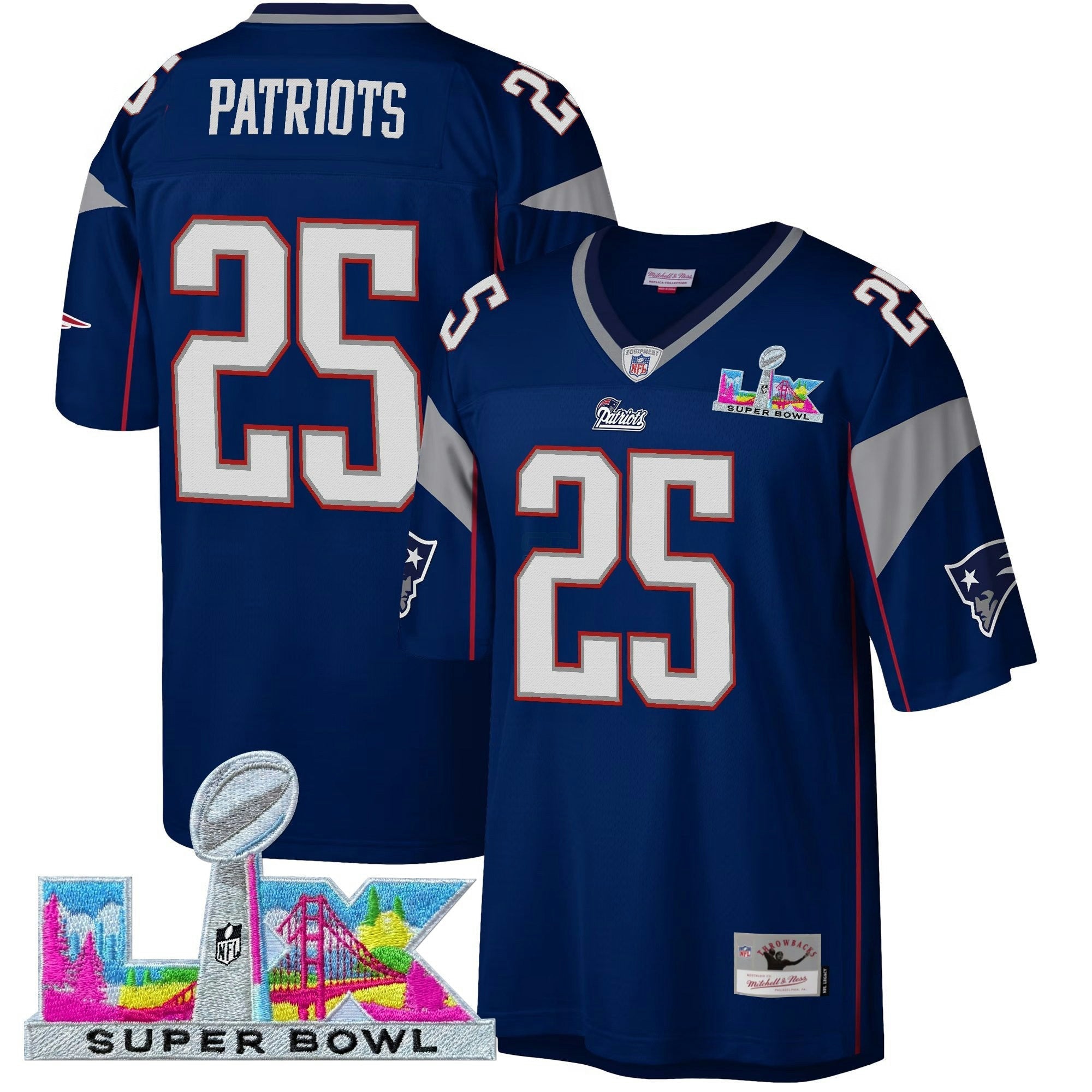 Camisa NFL Men’s New England Super Bowl LX Throwback Jersey