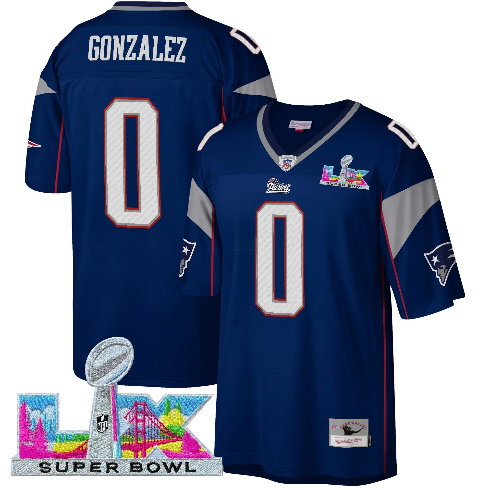 Camisa NFL Men’s New England Super Bowl LX Throwback Jersey