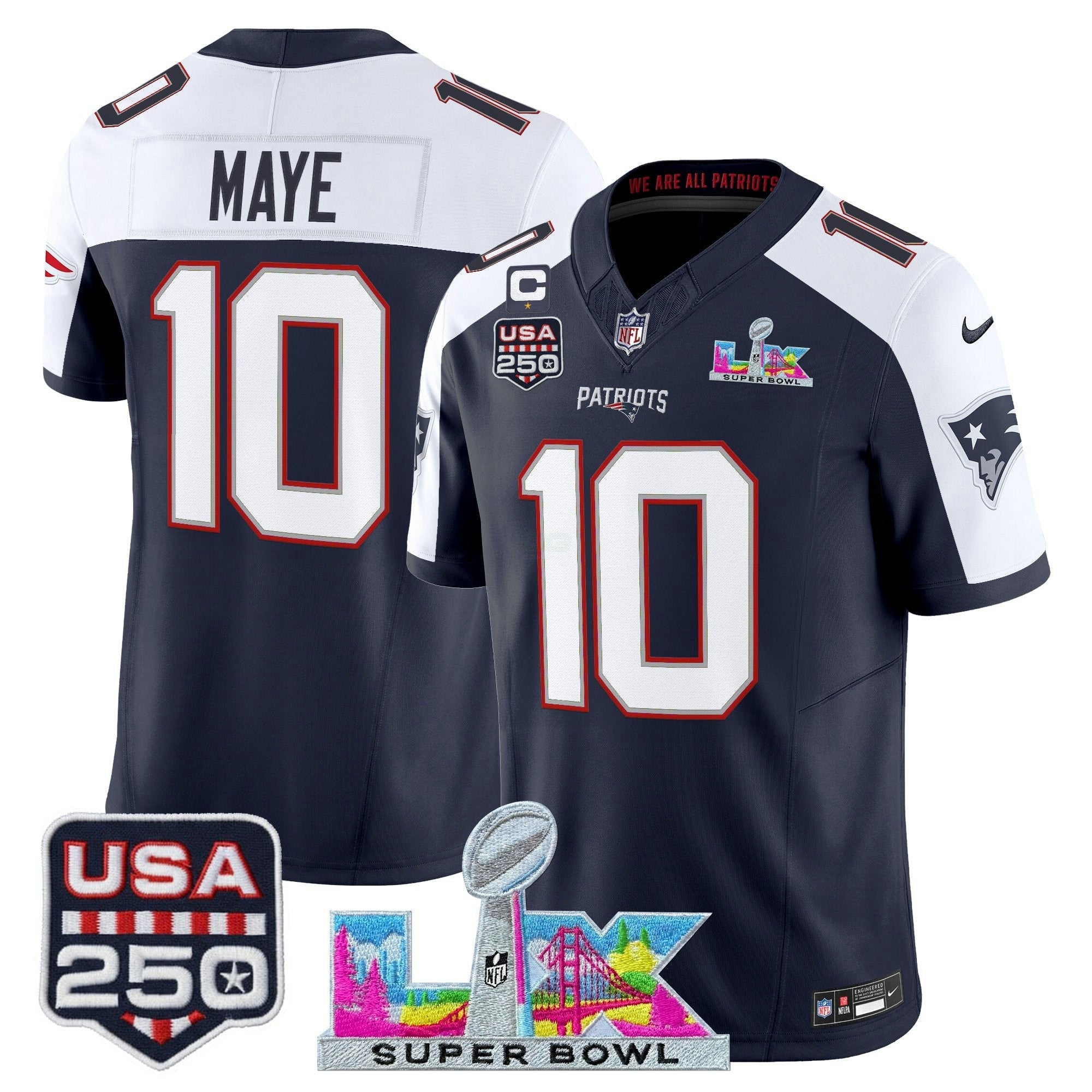 Camisa NFL Men’s New England “Super Bowl LX & United States 250th Anniversary Patch” Vapor Limited Jersey