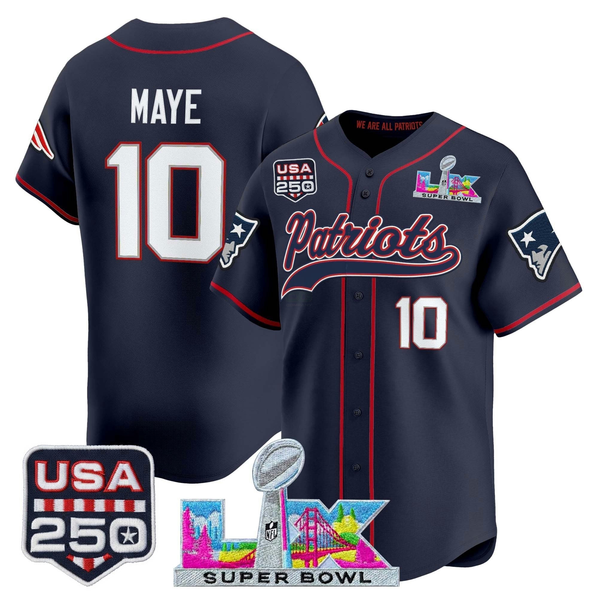 Camisa NFL Men’s New England “Super Bowl LX & United States 250th Anniversary Patch” Vapor Jersey