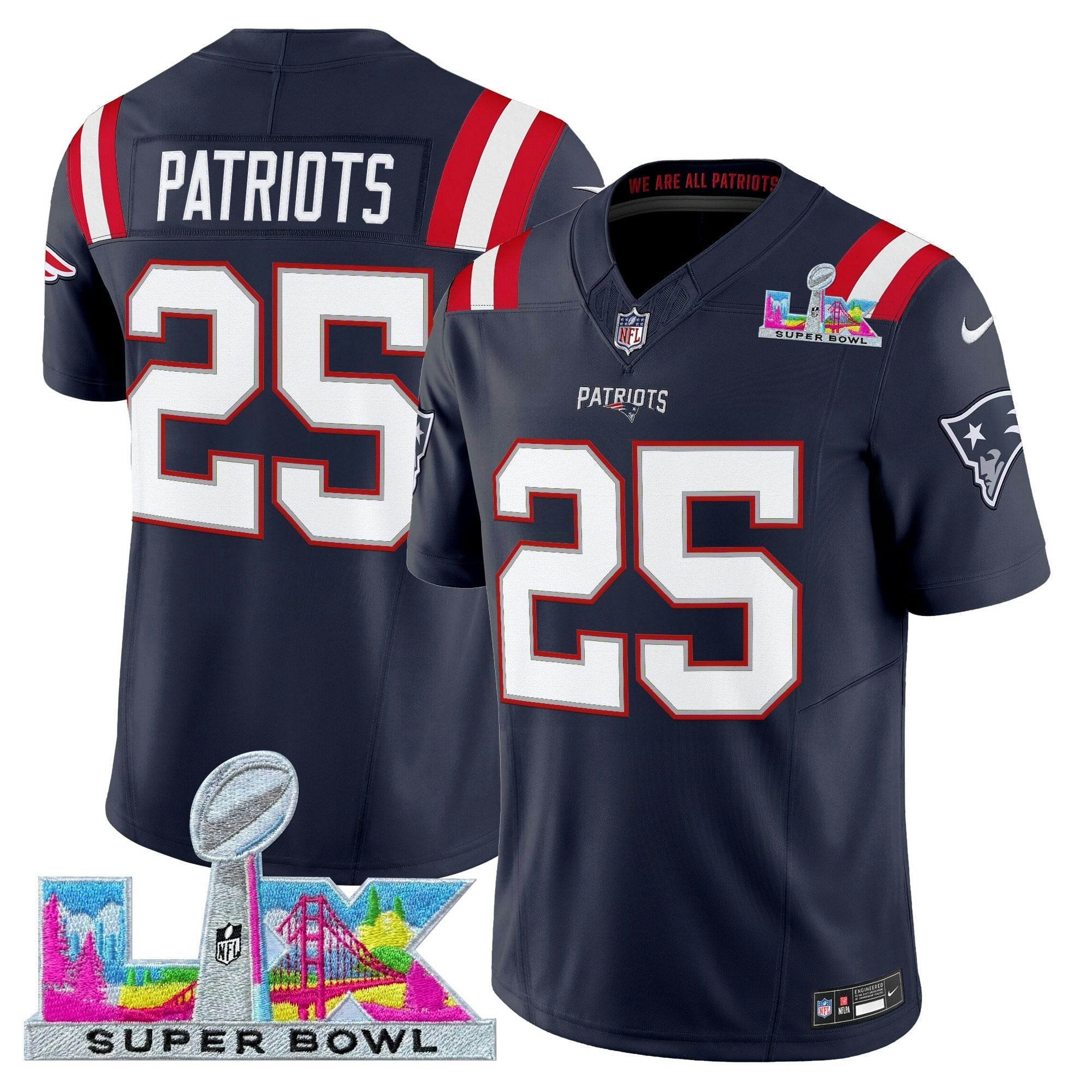 Camisa NFL Men’s New England Super Bowl LX Vapor Limited Jersey