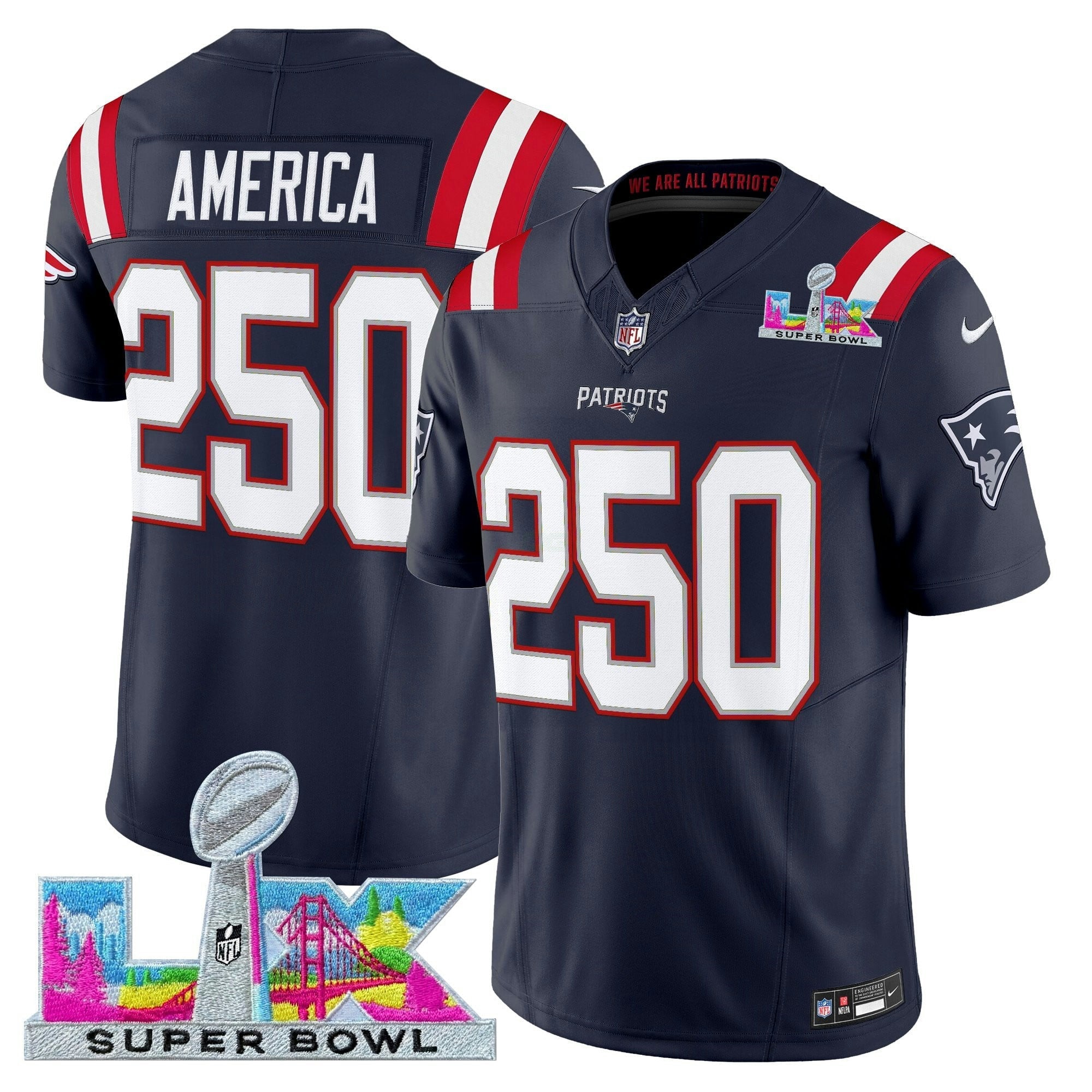 Camisa NFL Men’s New England Super Bowl LX Vapor Limited Jersey