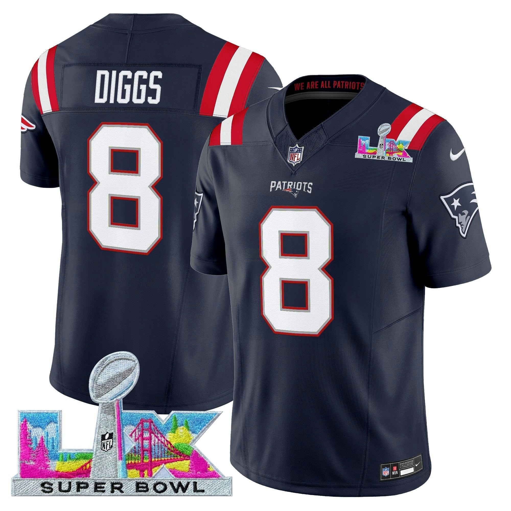 Camisa NFL Men’s New England Super Bowl LX Vapor Limited Jersey