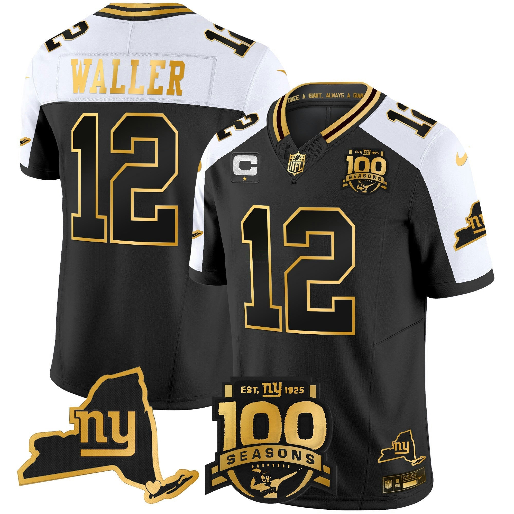 Camisa NFL Men’s New York 100th Season & State Patch Dourada Vapor Limited Jersey