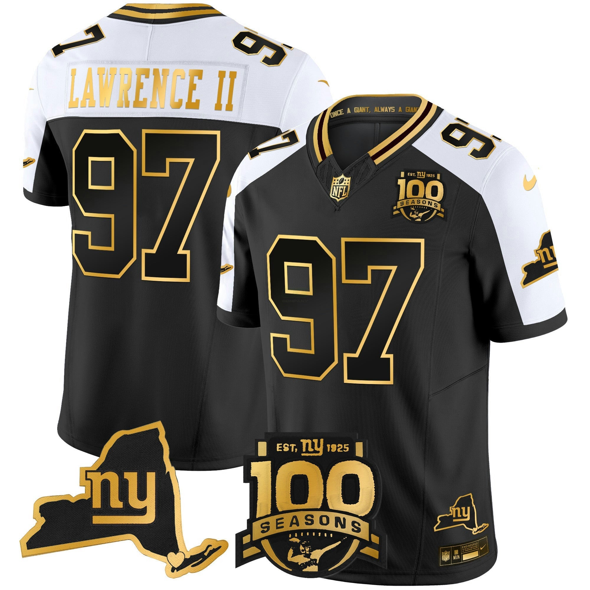 Camisa NFL Men’s New York 100th Season & State Patch Dourada Vapor Limited Jersey