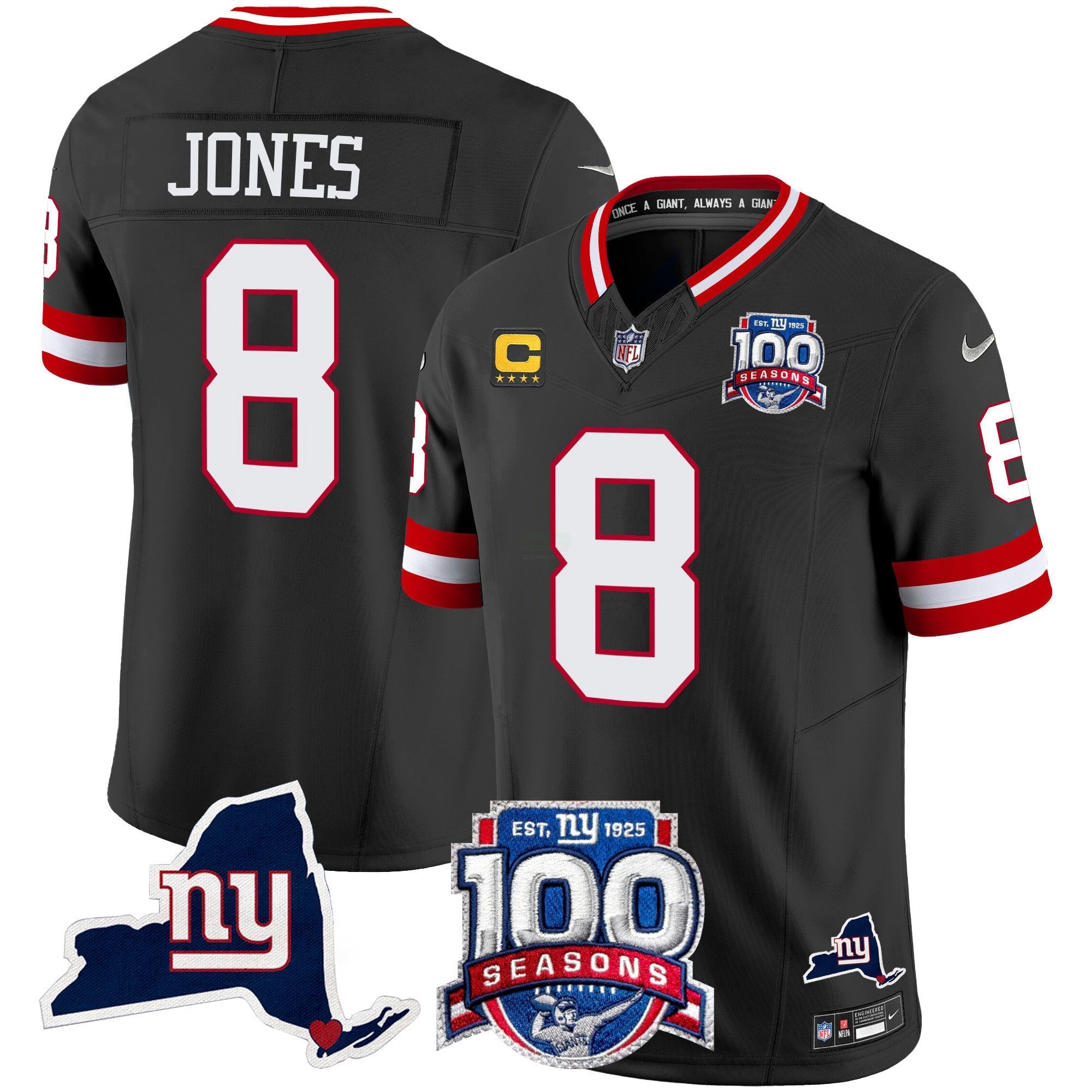 Camisa NFL Men’s New York 100th Season & State Patch Vapor Limited Jersey