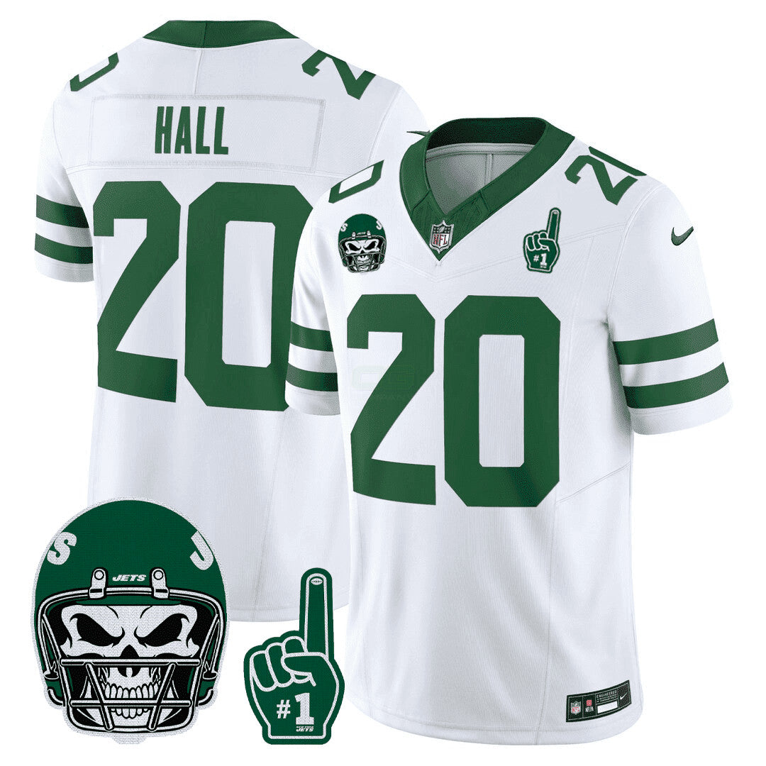 Camisa NFL Men’s New York 1980s Throwback Limited Jersey – Number 1 Patch - Branca