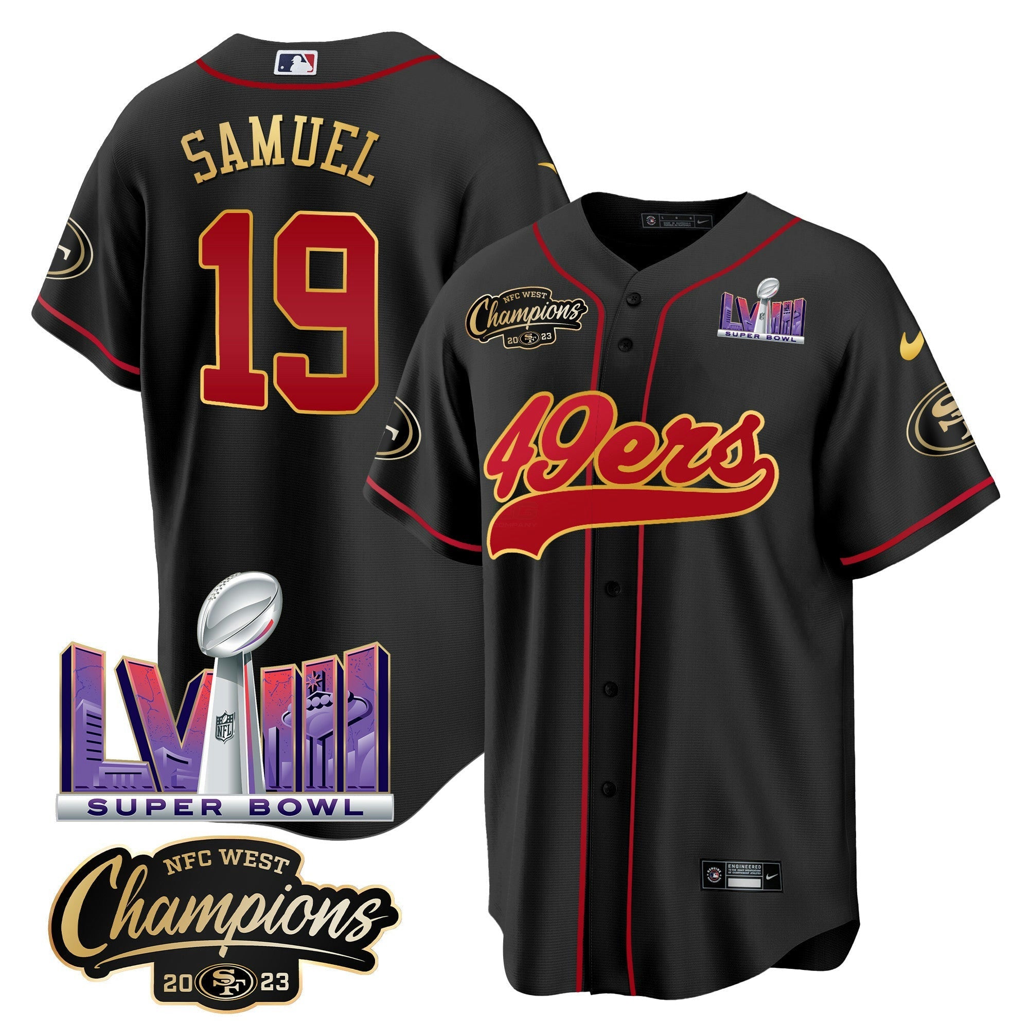 Camisa NFL Men’s NFC West Champions & Super Bowl LVIII Patch Jersey