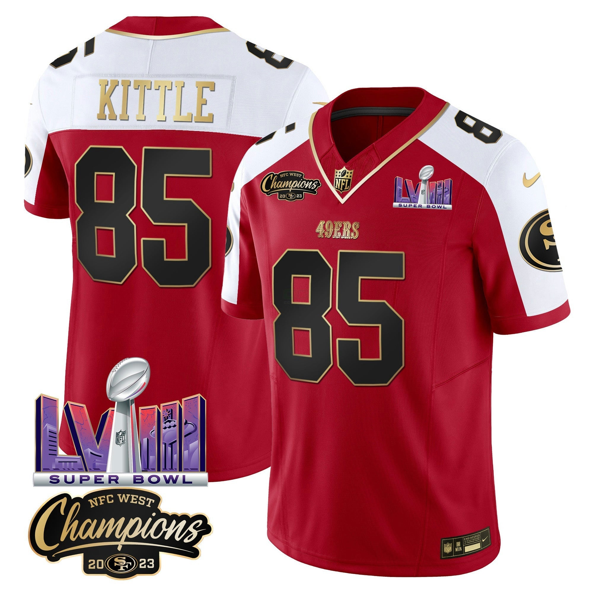 Camisa NFL Men’s NFC West Champions & Super Bowl LVIII Patch Vapor Jersey V2