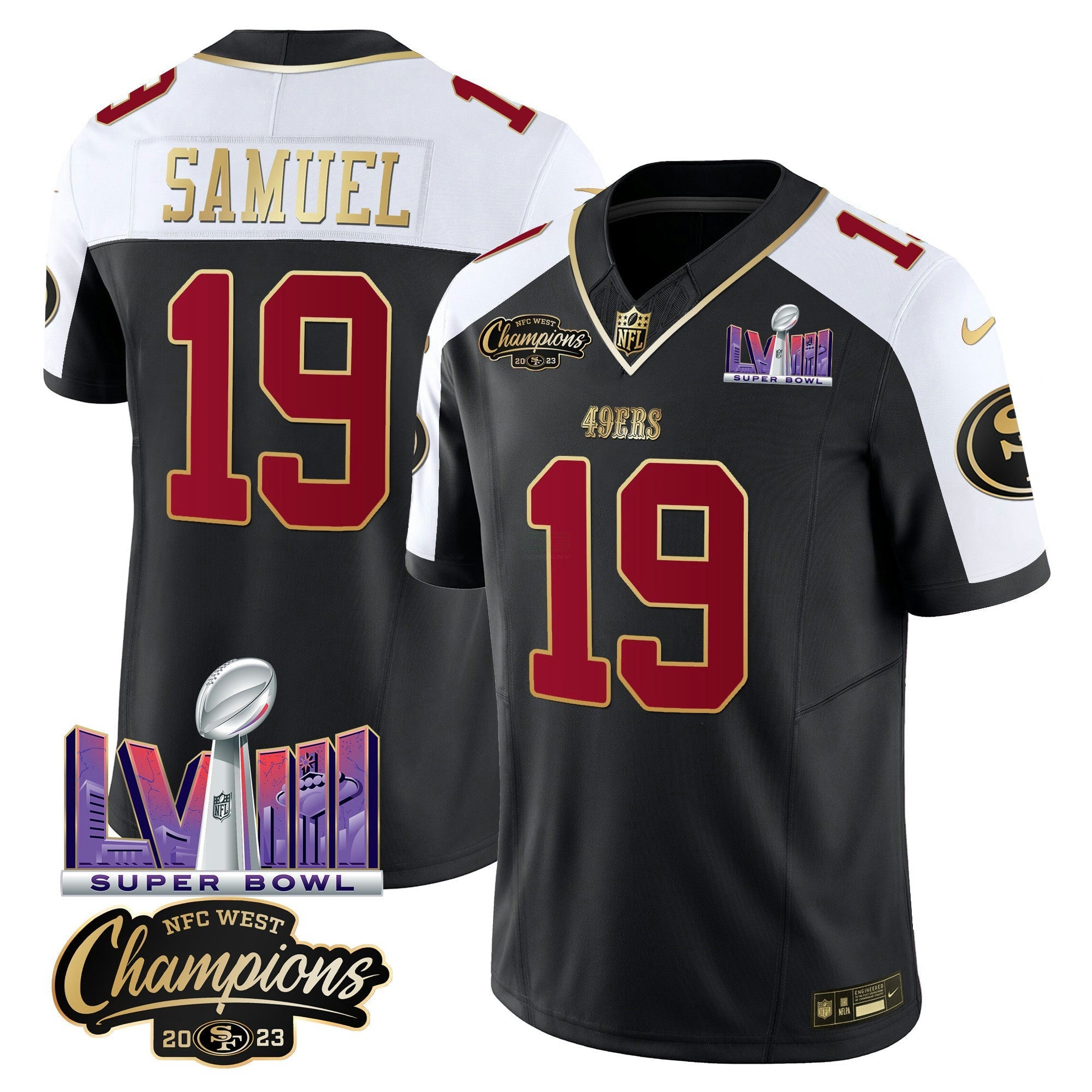 Camisa NFL Men’s NFC West Champions & Super Bowl LVIII Patch Vapor Jersey V2