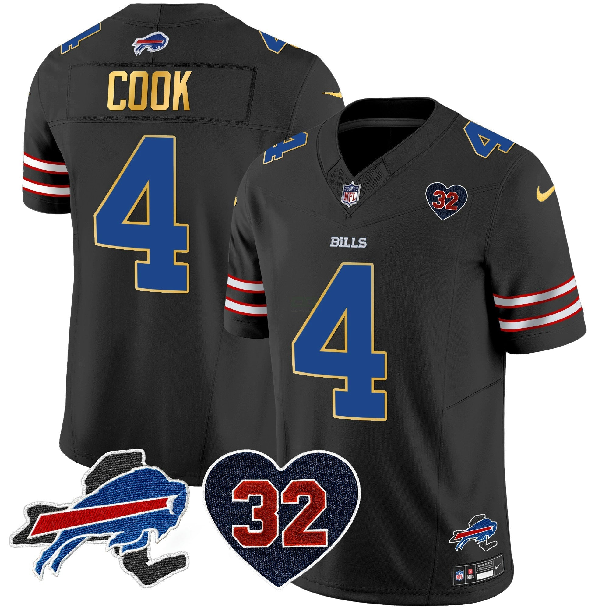Camisa NFL Men’s O.J. Simpson Patch Dourada Trim Vapor Limited Jersey