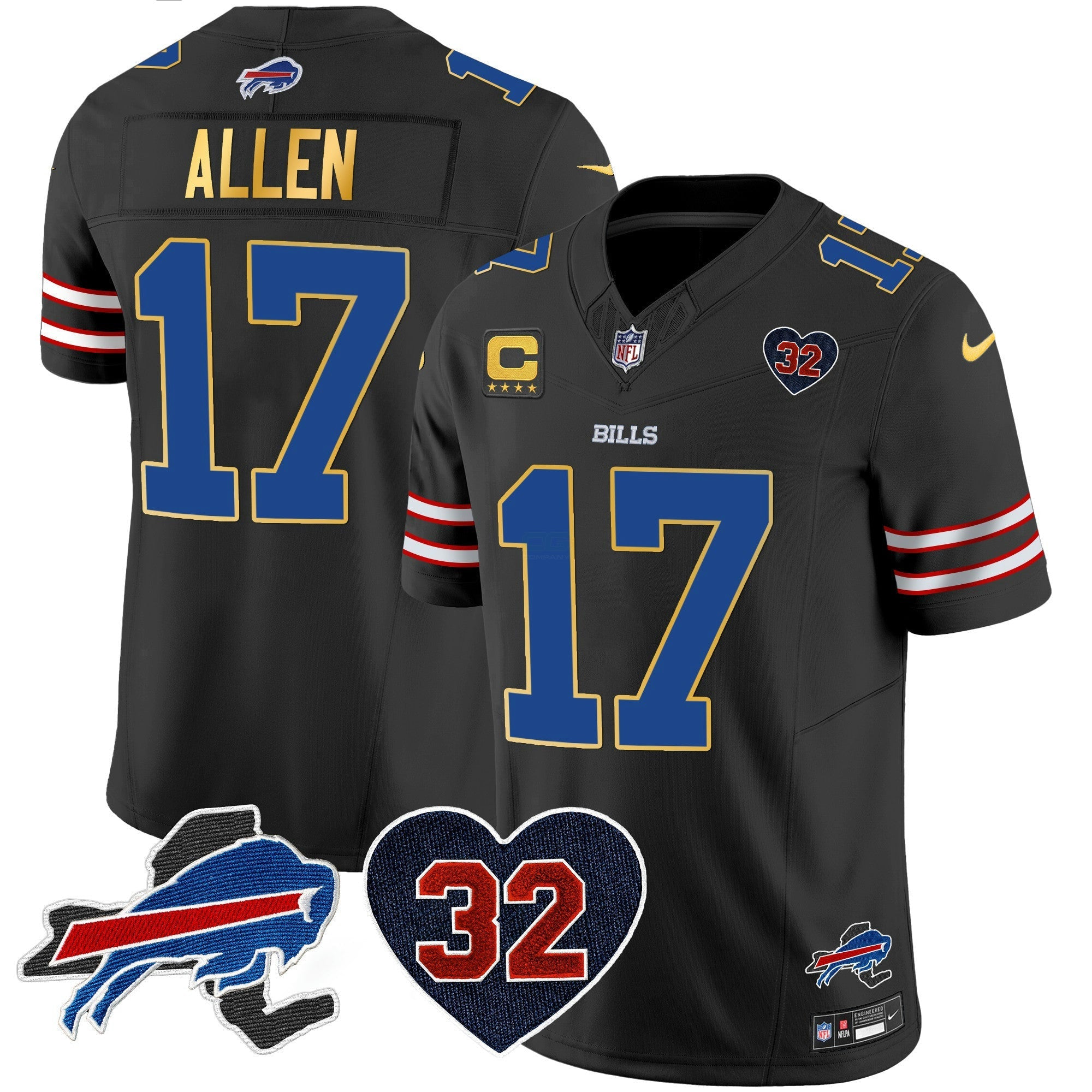 Camisa NFL Men’s O.J. Simpson Patch Dourada Trim Vapor Limited Jersey