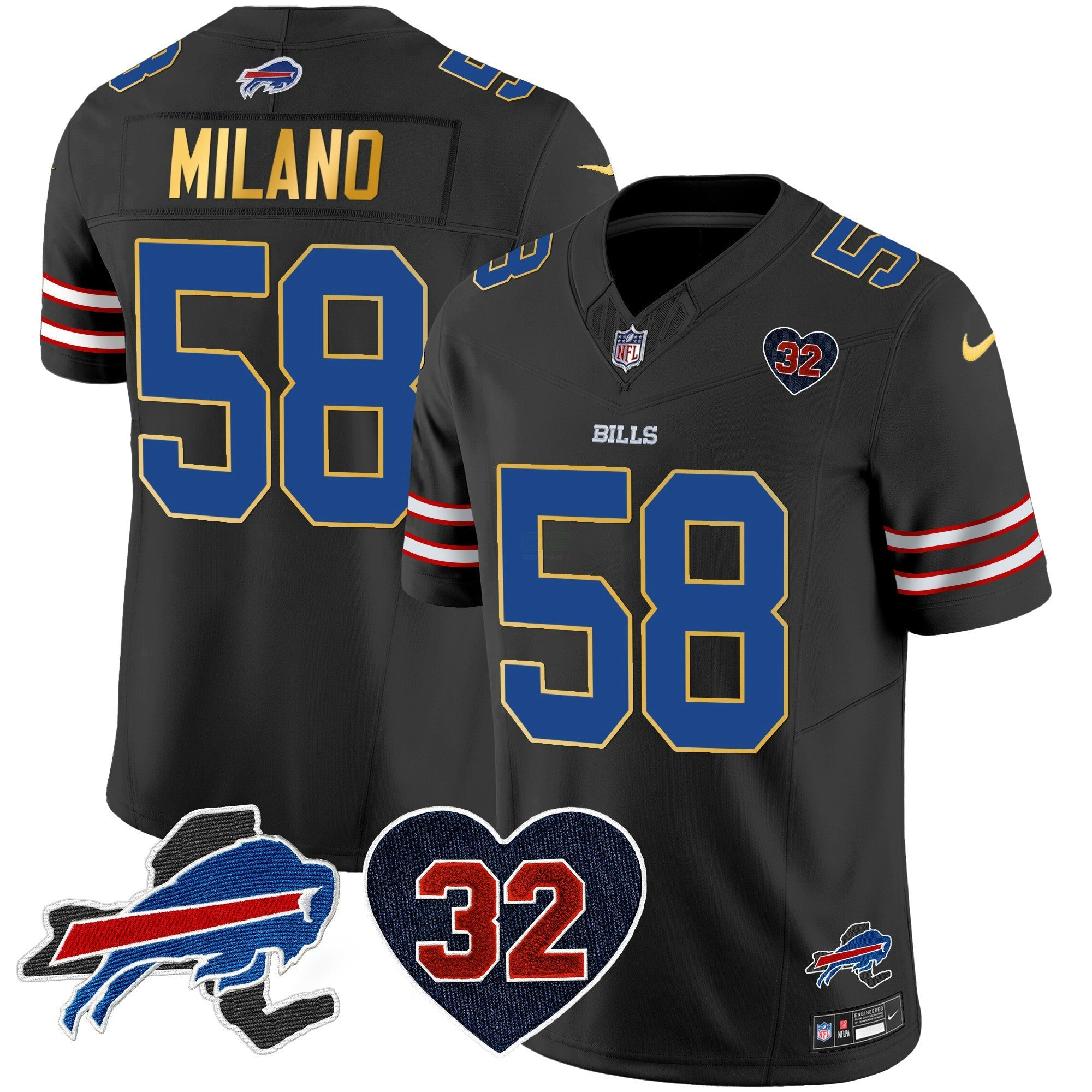 Camisa NFL Men’s O.J. Simpson Patch Dourada Trim Vapor Limited Jersey