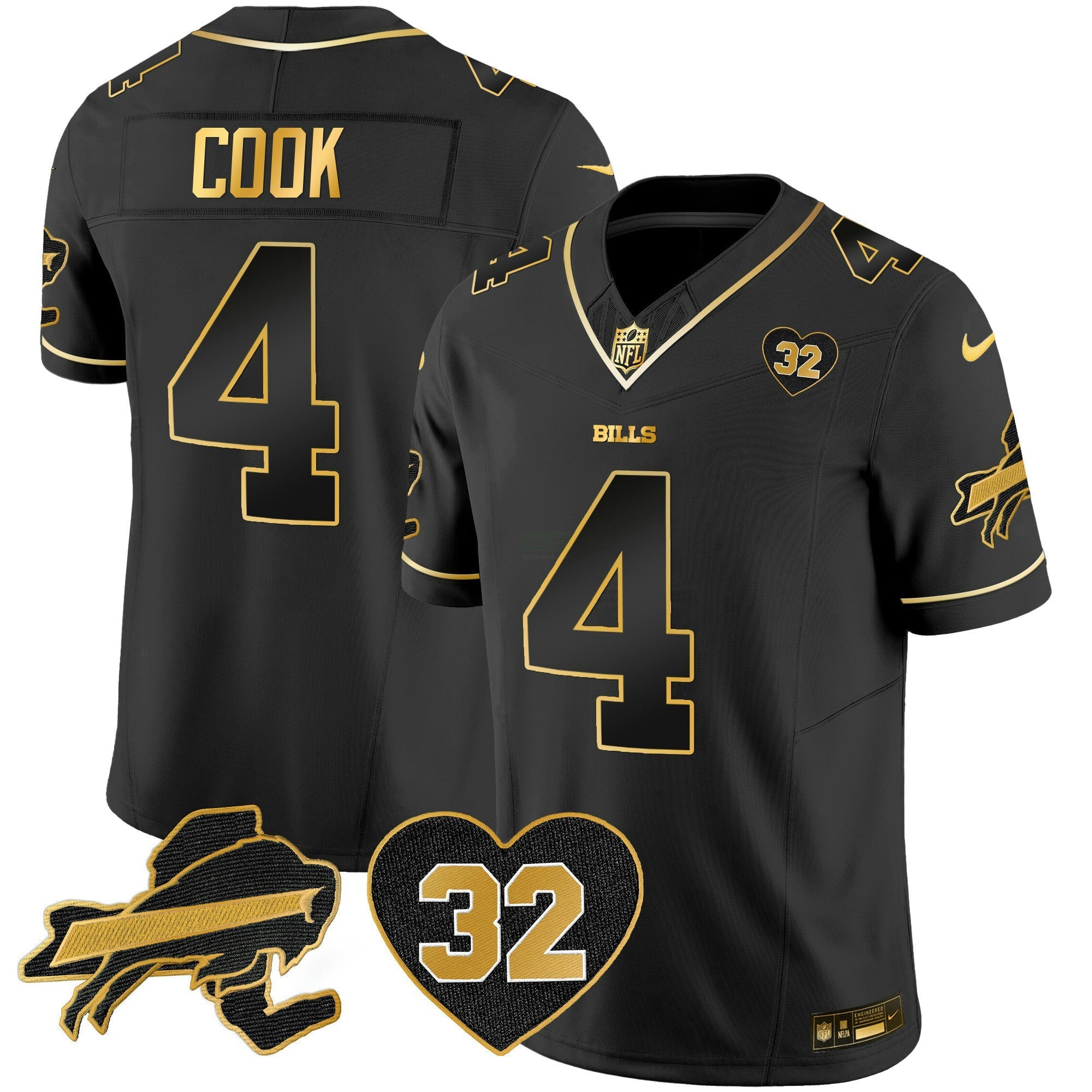 Camisa NFL Men’s O.J. Simpson Patch Dourada Vapor Limited Jersey