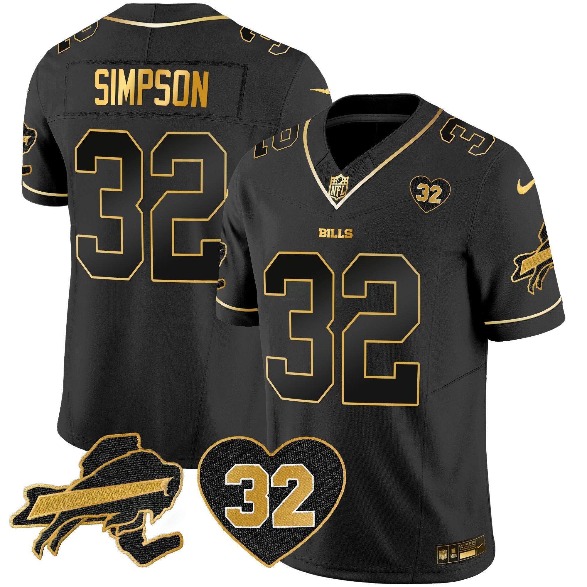 Camisa NFL Men’s O.J. Simpson Patch Dourada Vapor Limited Jersey