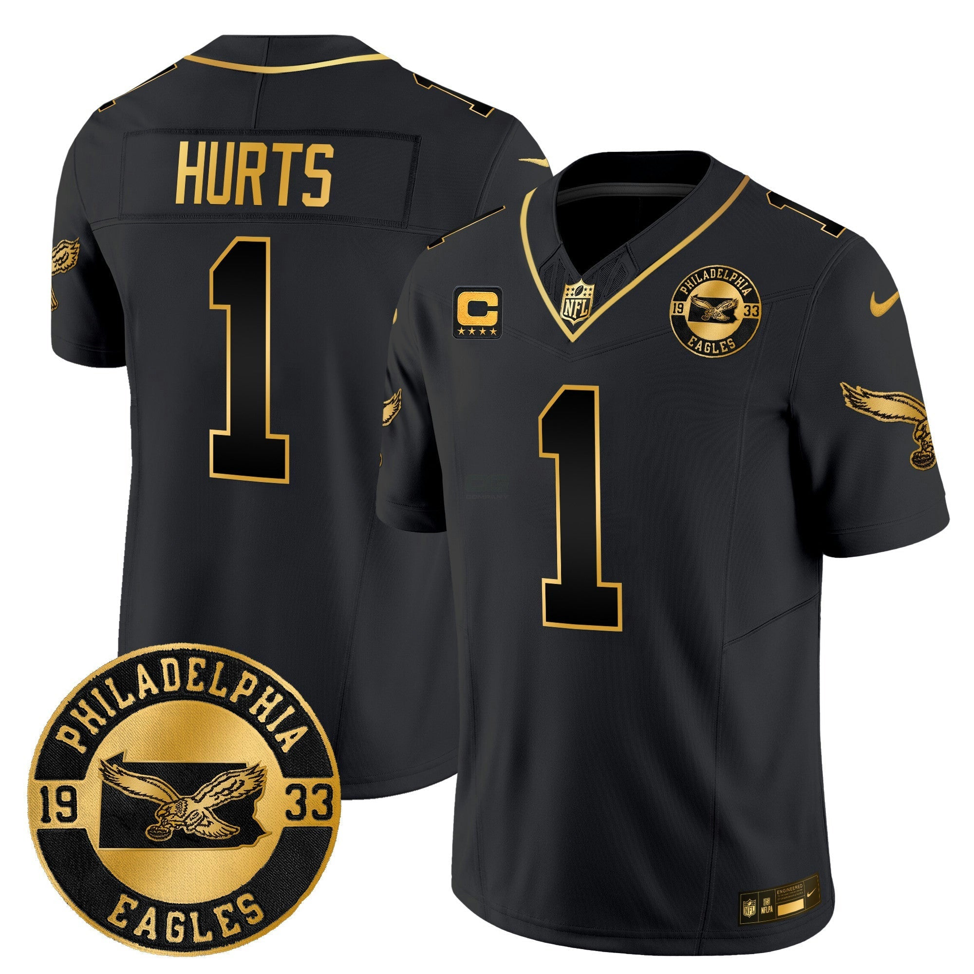 Camisa NFL Men’s Philadelphia 2024 Throwback Dourada Vapor Limited Jersey – Est. 1933 Patch