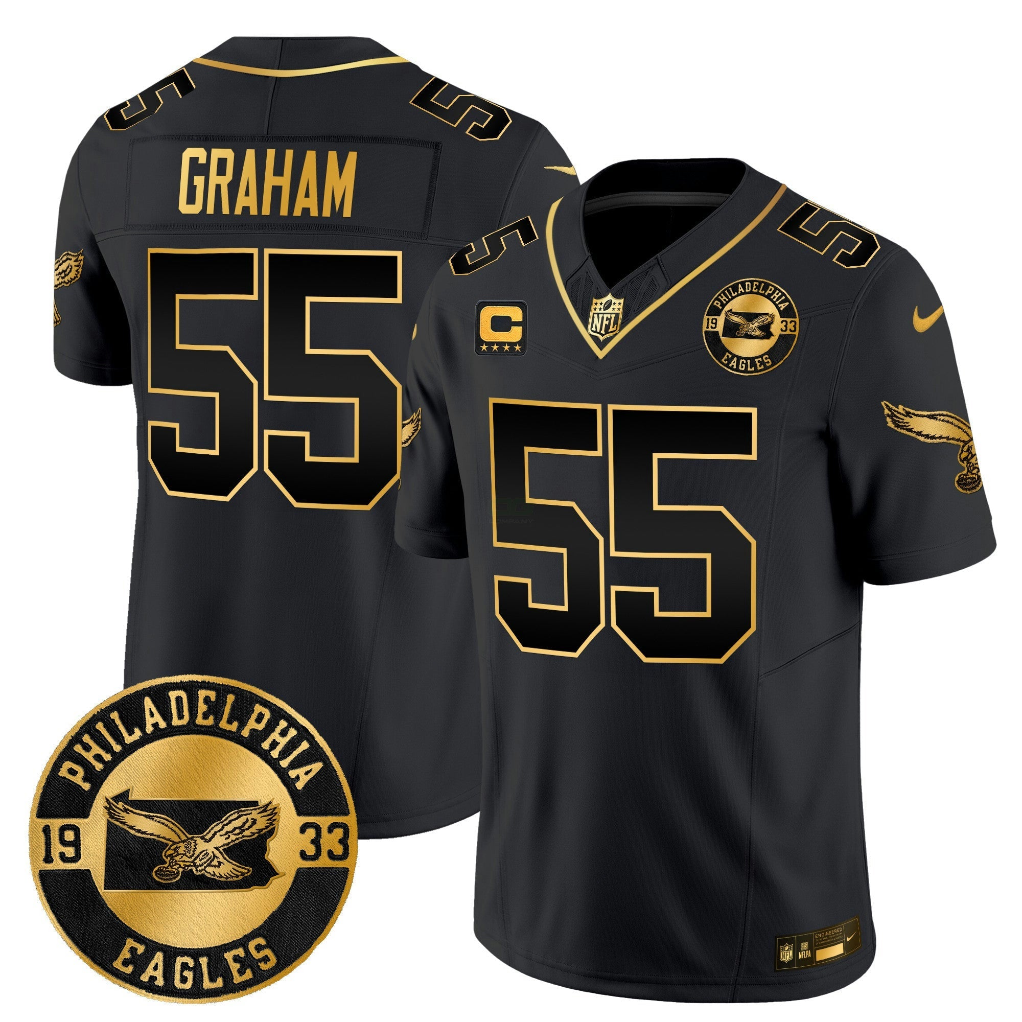 Camisa NFL Men’s Philadelphia 2024 Throwback Dourada Vapor Limited Jersey – Est. 1933 Patch