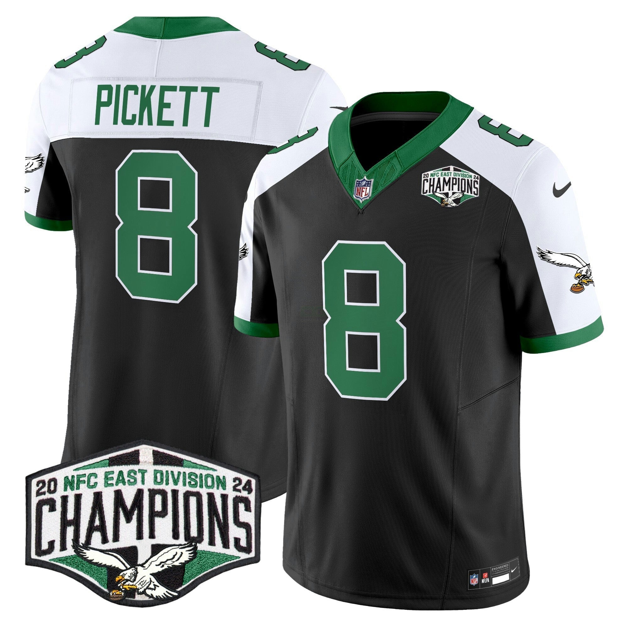 Camisa NFL Men’s Philadelphia Kelly Green 2024 NFC East Division Champions Vapor Limited Jersey
