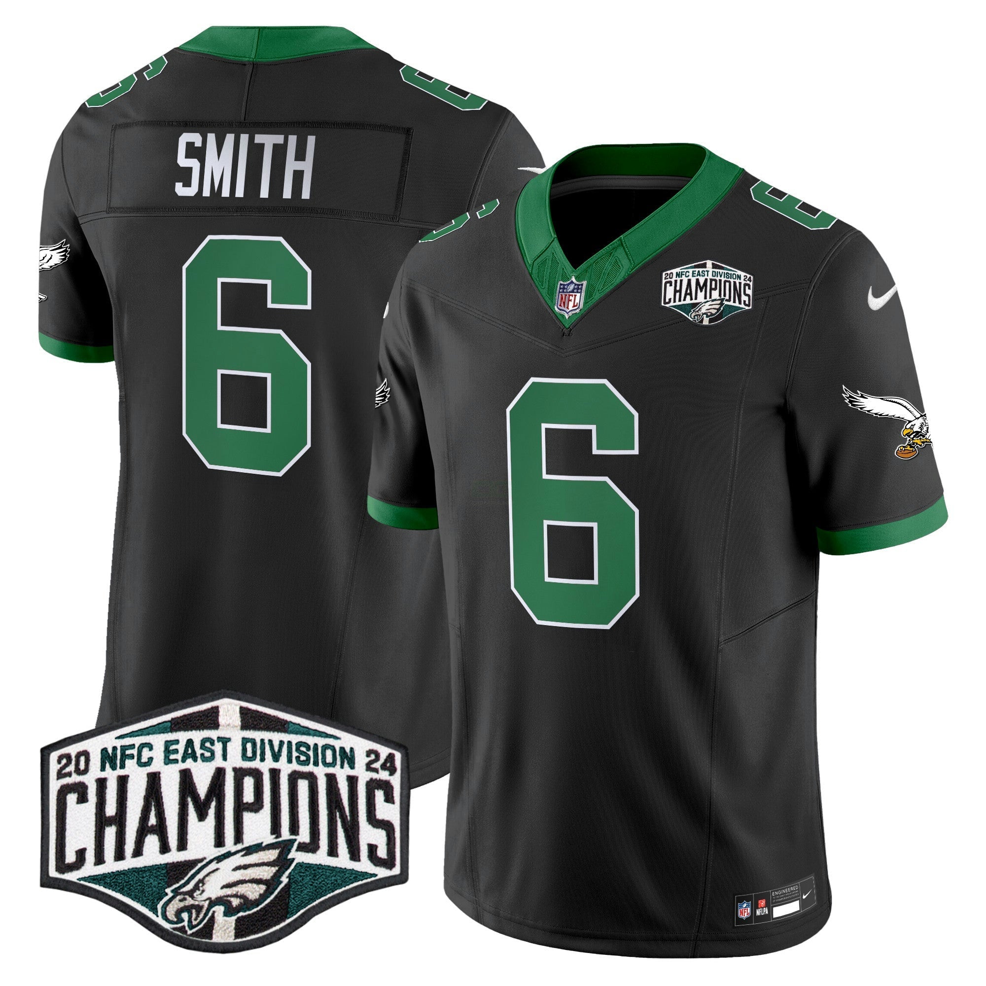 Camisa NFL Men’s Philadelphia Kelly Green 2024 NFC East Division Champions Vapor Limited Jersey V2