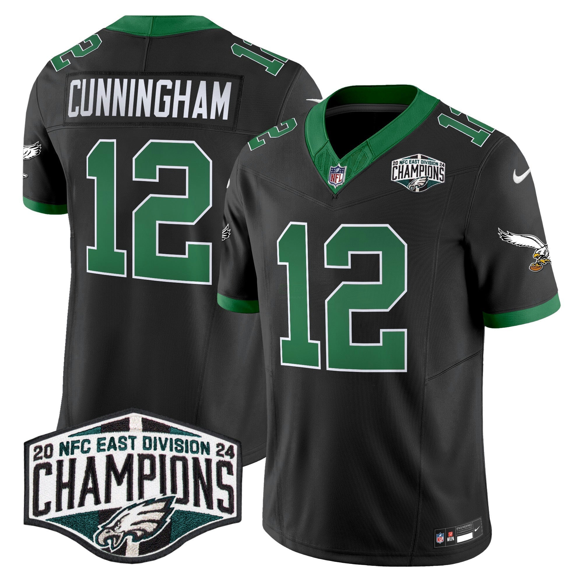 Camisa NFL Men’s Philadelphia Kelly Green 2024 NFC East Division Champions Vapor Limited Jersey V2
