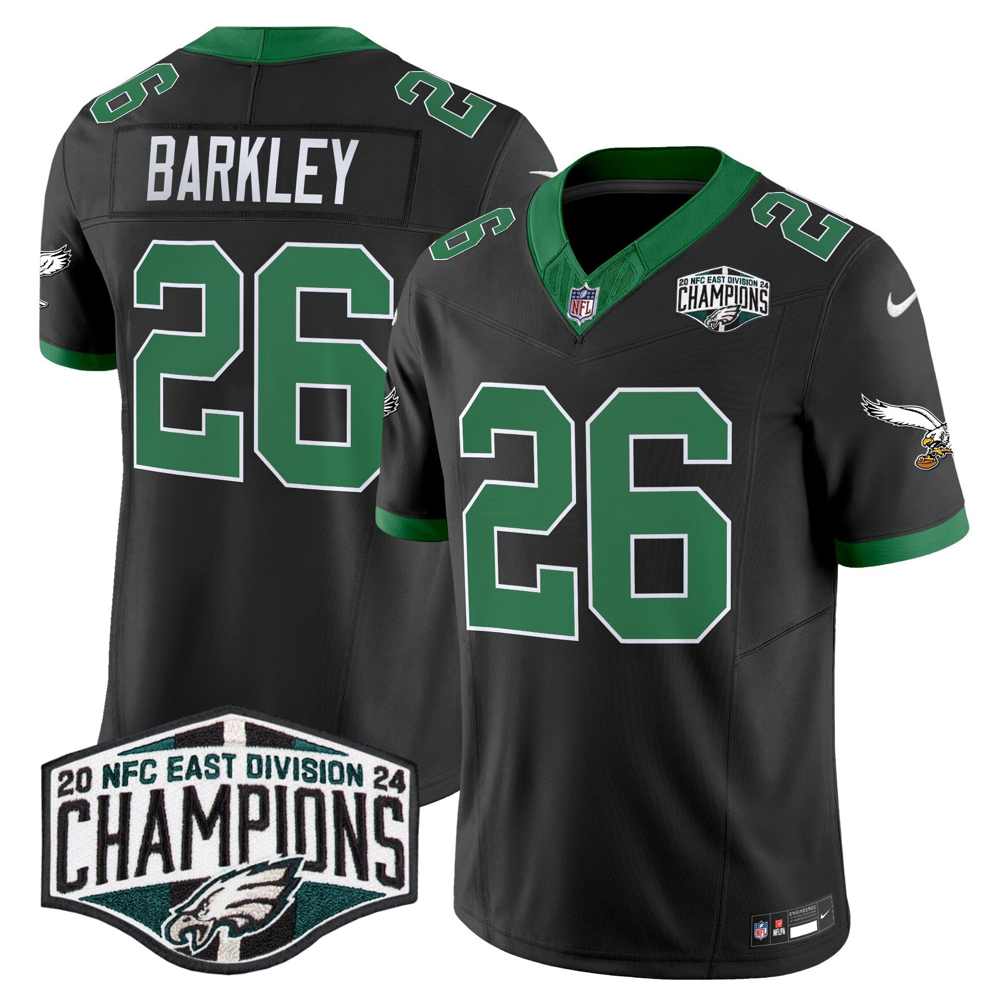 Camisa NFL Men’s Philadelphia Kelly Green 2024 NFC East Division Champions Vapor Limited Jersey V2