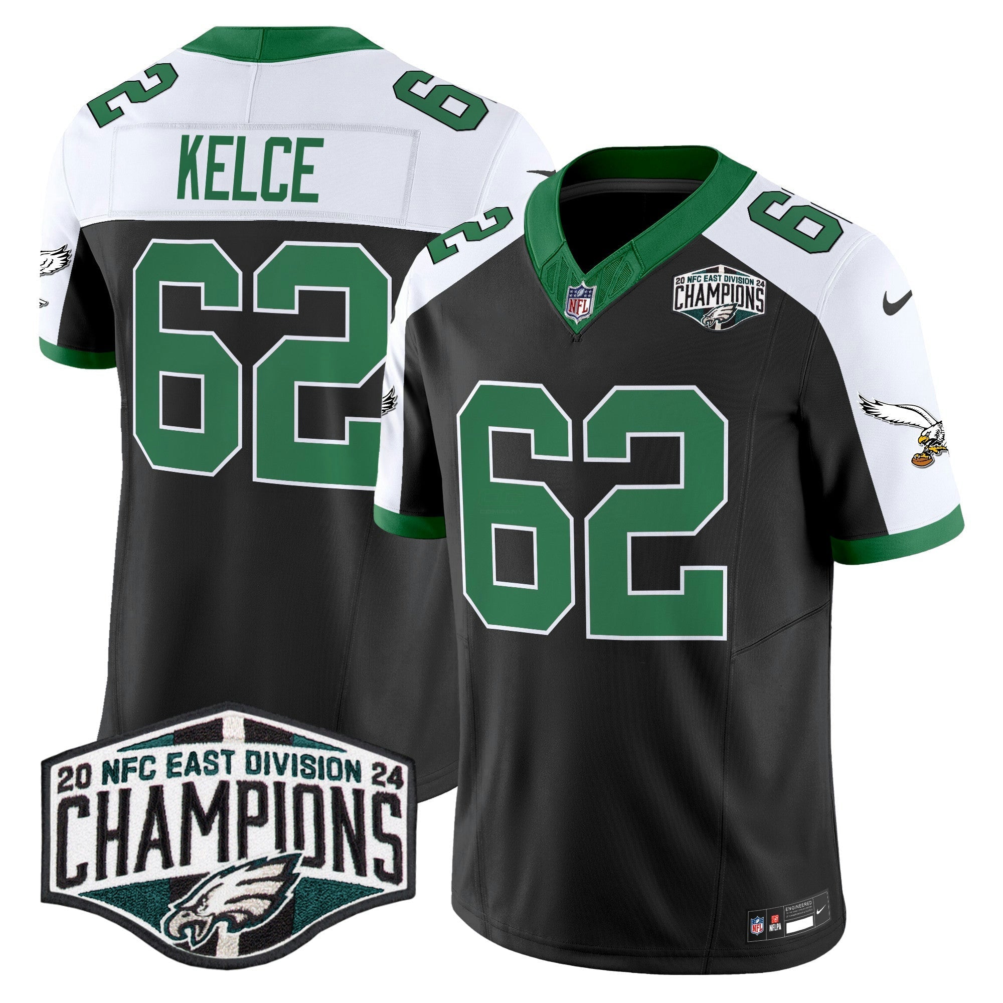 Camisa NFL Men’s Philadelphia Kelly Green 2024 NFC East Division Champions Vapor Limited Jersey V2