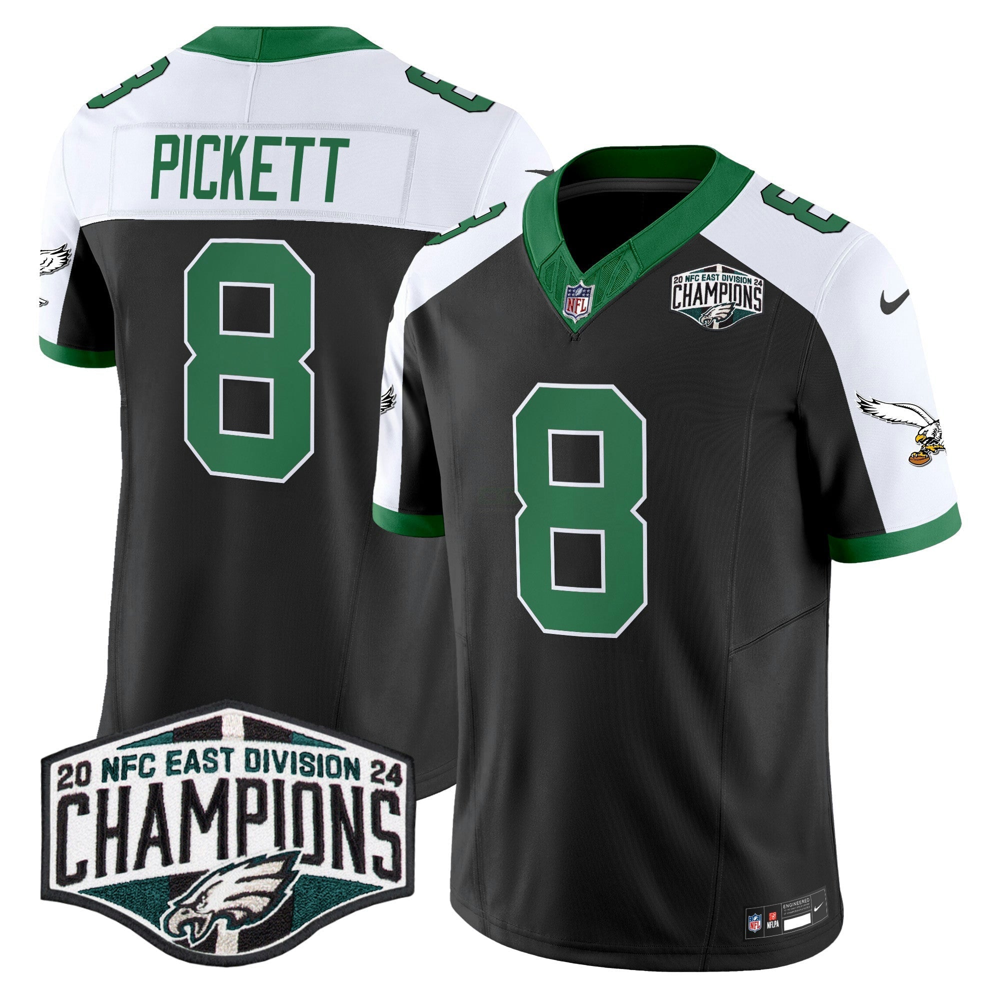 Camisa NFL Men’s Philadelphia Kelly Green 2024 NFC East Division Champions Vapor Limited Jersey V2