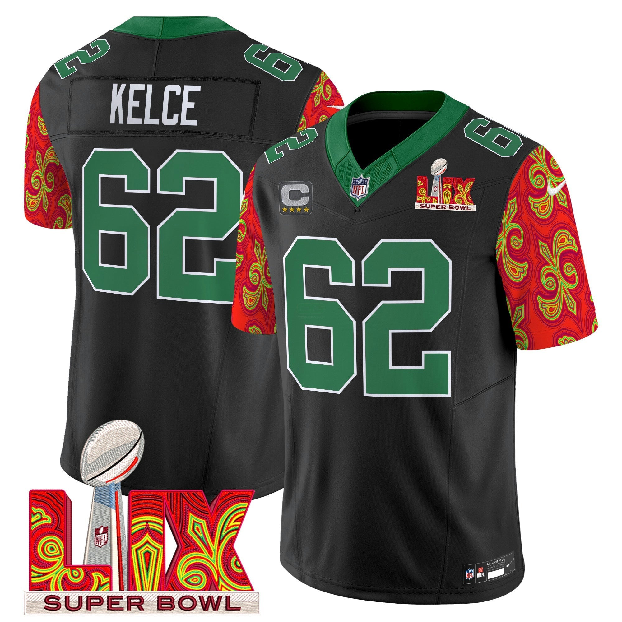 Camisa NFL Men’s Philadelphia Kelly Green Super Bowl LIX Style Vapor Limited Jersey