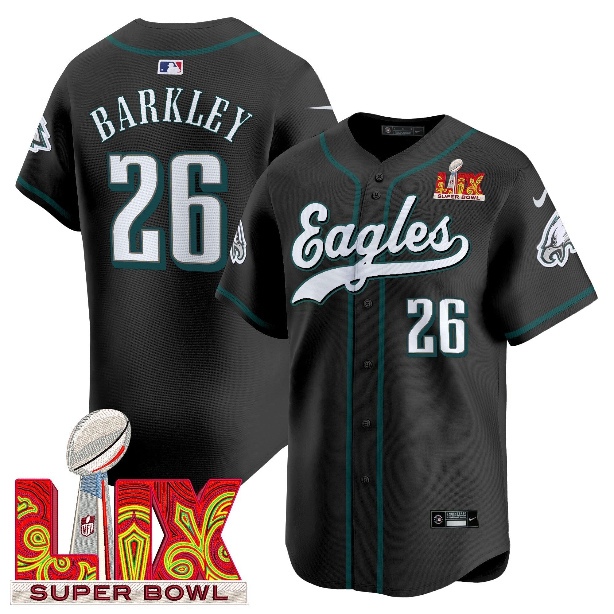 Camisa NFL Men’s Philadelphia Midnight Verde Super Bowl LIX Vapor Jersey