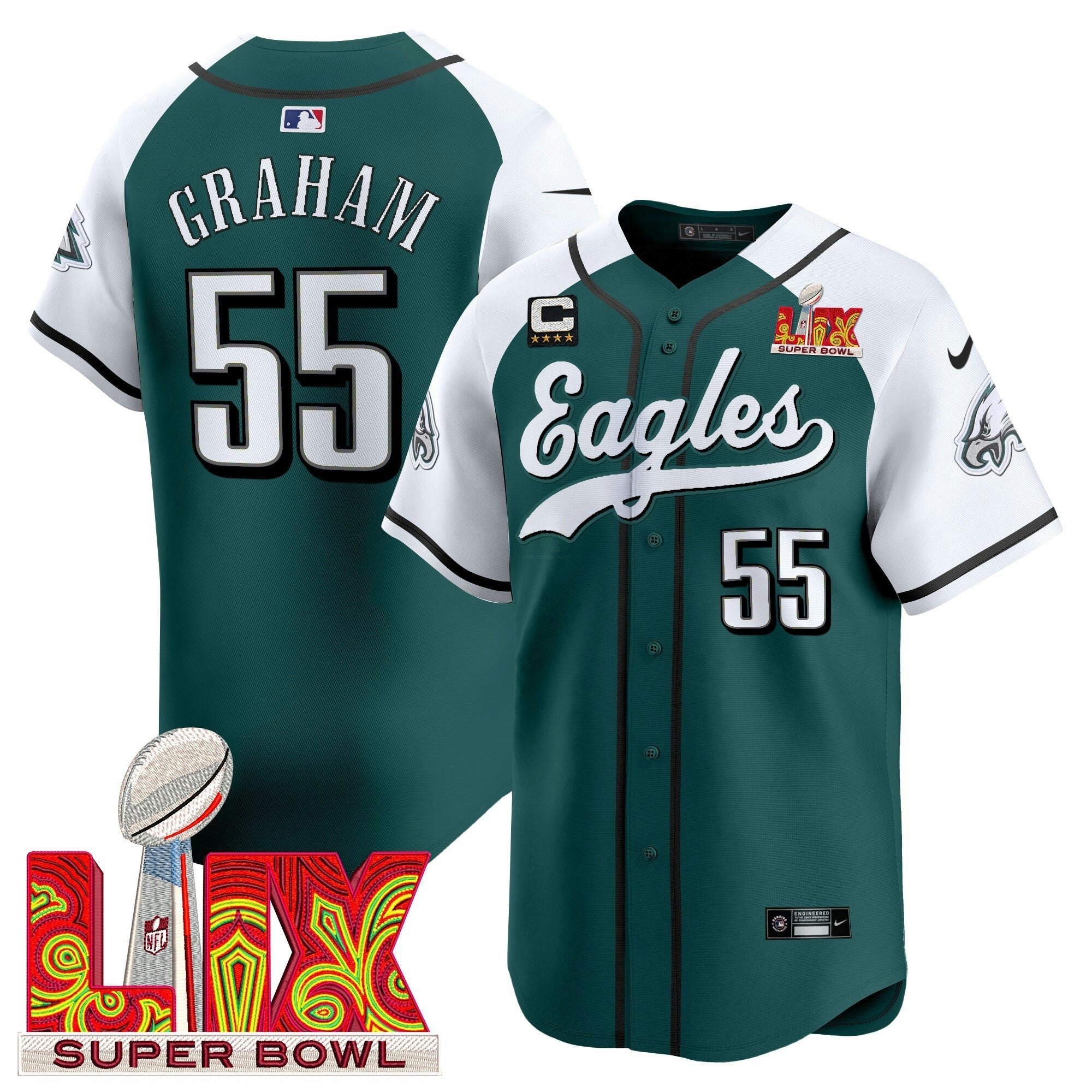 Camisa NFL Men’s Philadelphia Midnight Verde Super Bowl LIX Vapor Jersey