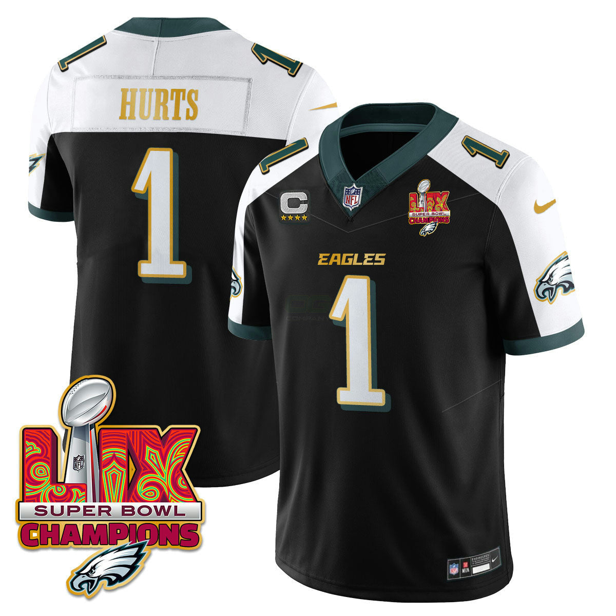 Camisa NFL Men’s Philadelphia Super Bowl LIX Champions Dourada Trim Vapor Limited Jersey