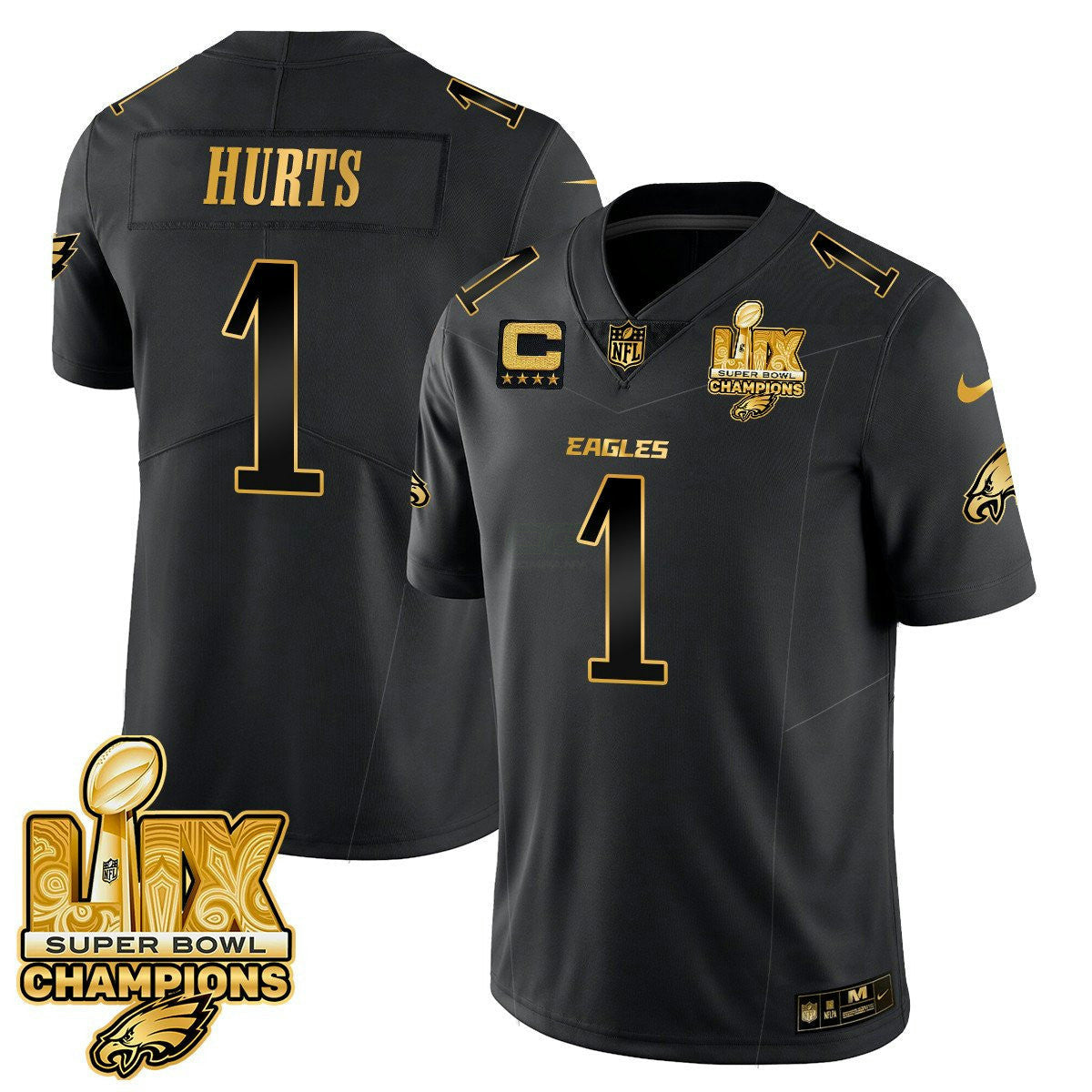 Camisa NFL Men’s Philadelphia Super Bowl LIX Champions Dourada Vapor Limited Jersey