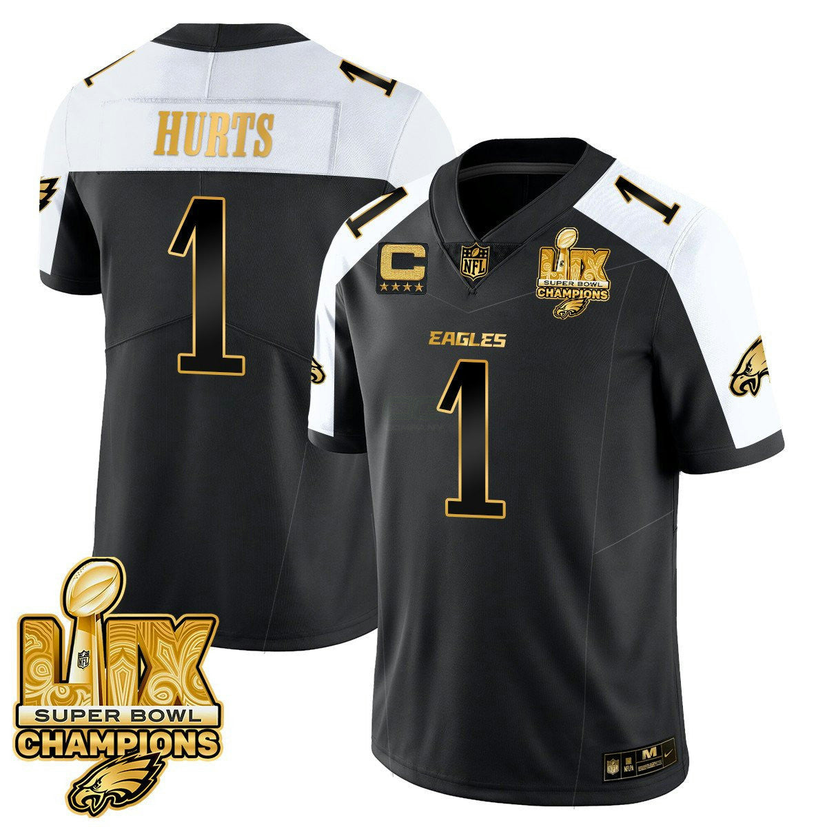 Camisa NFL Men’s Philadelphia Super Bowl LIX Champions Dourada Vapor Limited Jersey