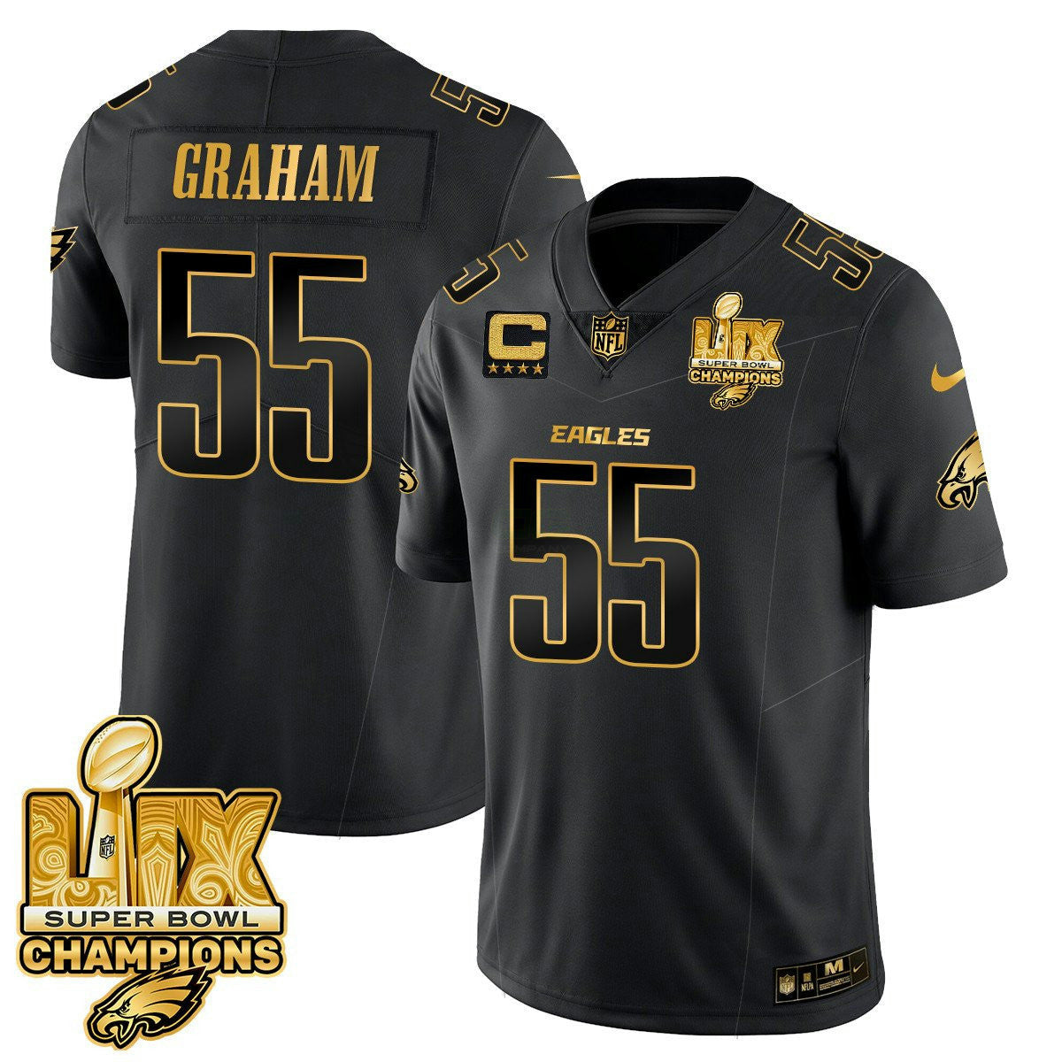 Camisa NFL Men’s Philadelphia Super Bowl LIX Champions Dourada Vapor Limited Jersey