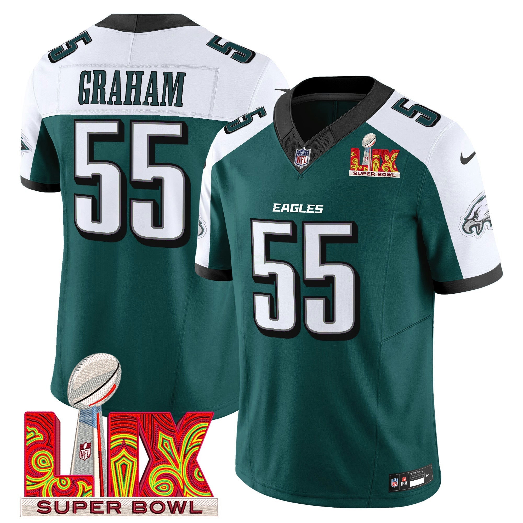 Camisa NFL Men’s Philadelphia Super Bowl LIX Patch Vapor Limited Jersey