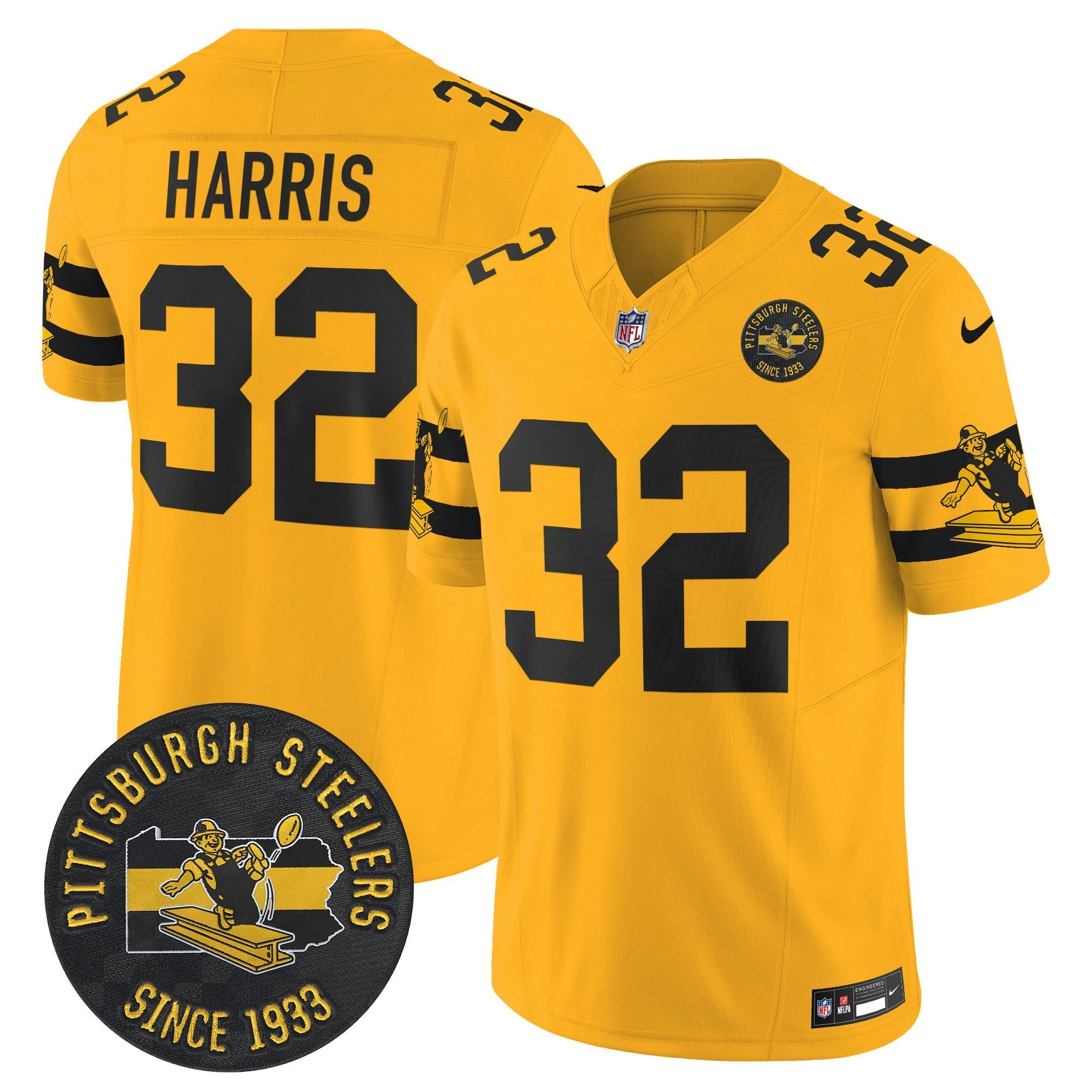 Camisa NFL Men’s Pittsburgh Throwback 1933 Patch Vapor Limited Jersey
