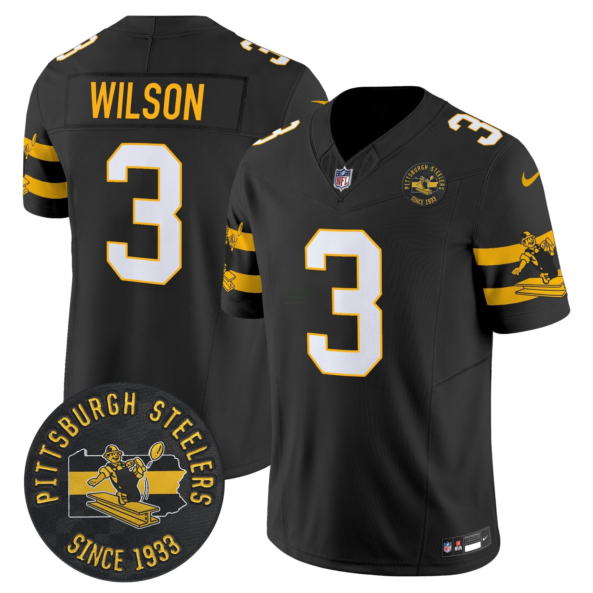 Camisa NFL Men’s Pittsburgh Throwback 1933 Patch Vapor Limited Jersey
