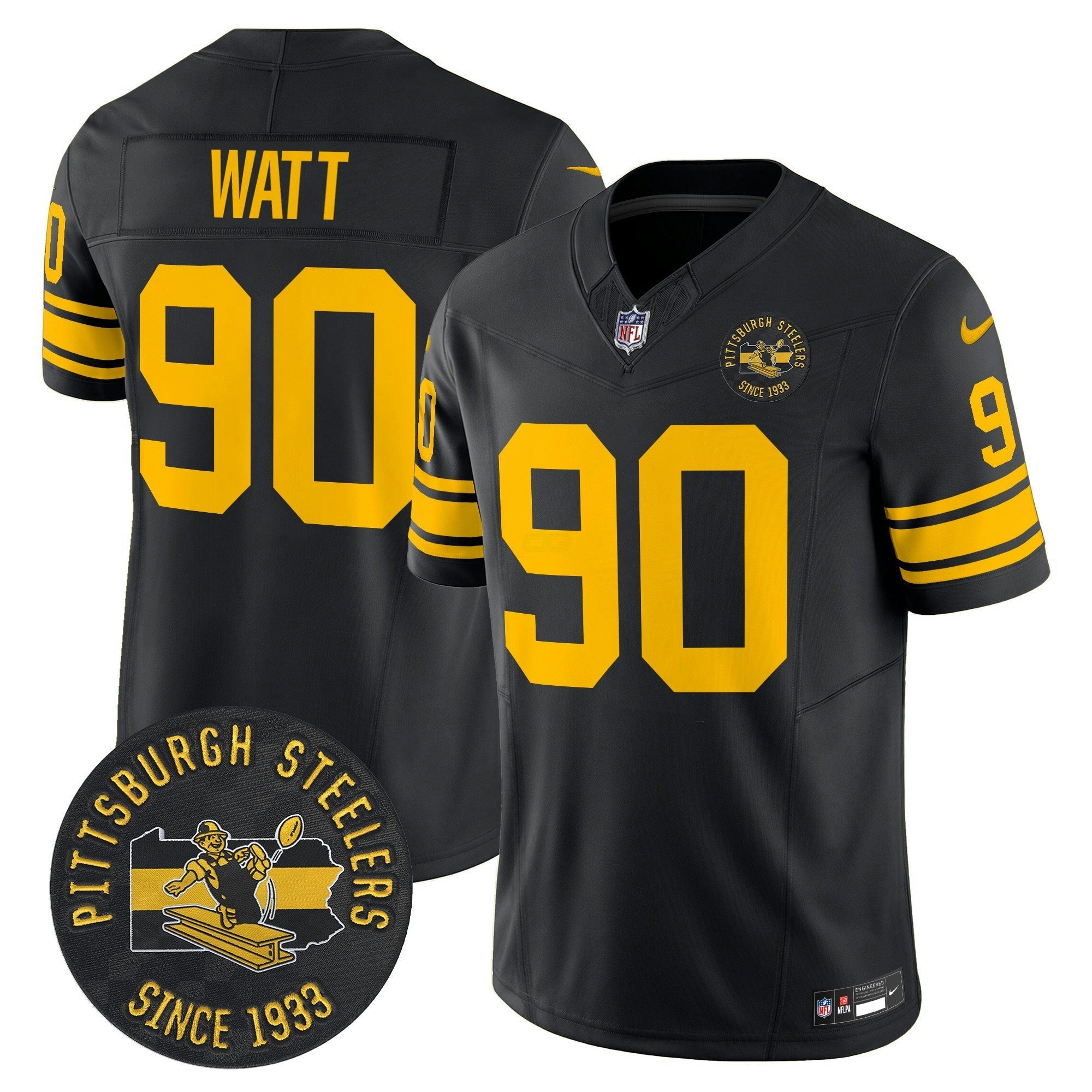 Camisa NFL Men’s Pittsburgh Throwback 1962 Vapor Limited Jersey – Est. 1933 Patch