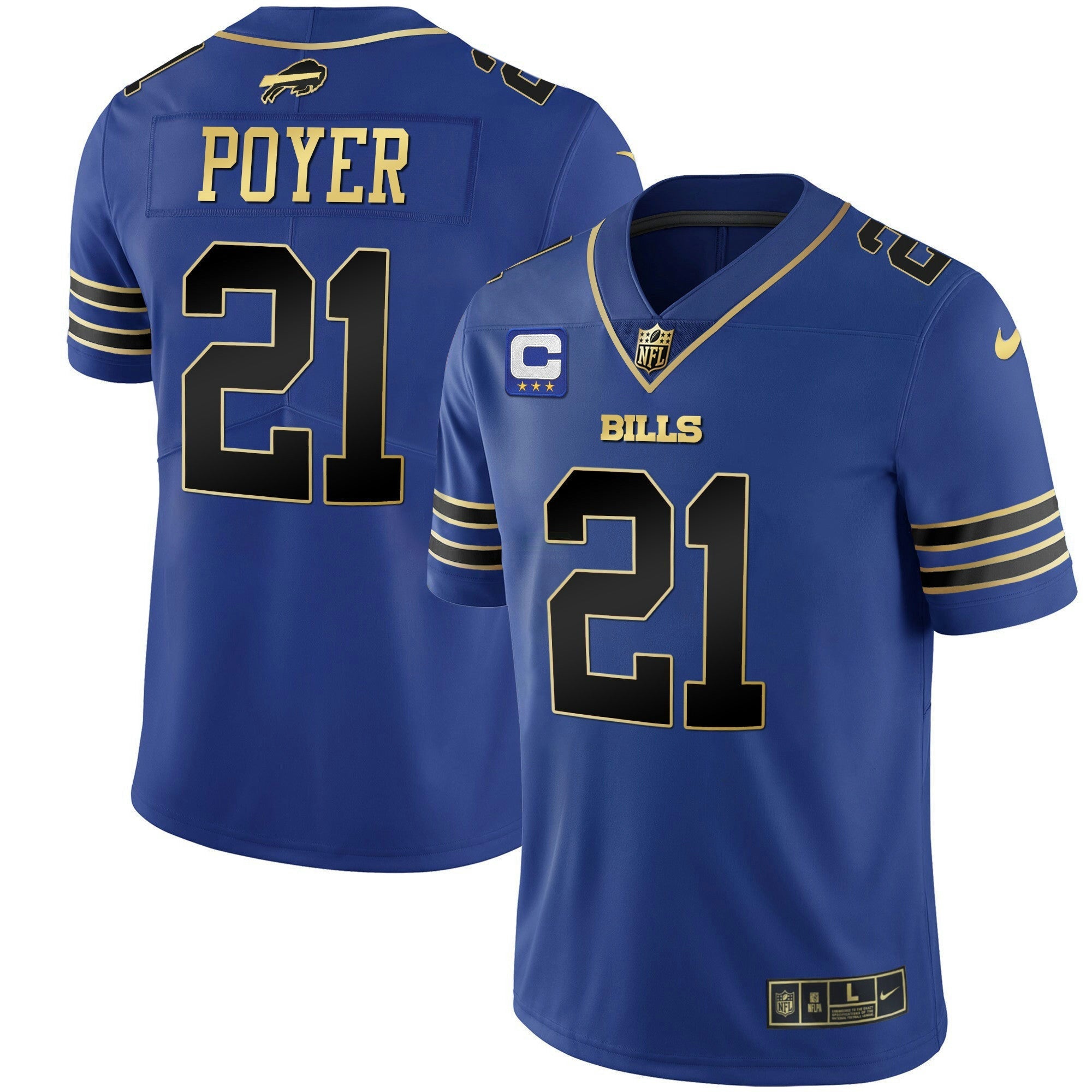 Camisa NFL Men’s Preta Dourada & Azul Royal Dourada Vapor Jersey