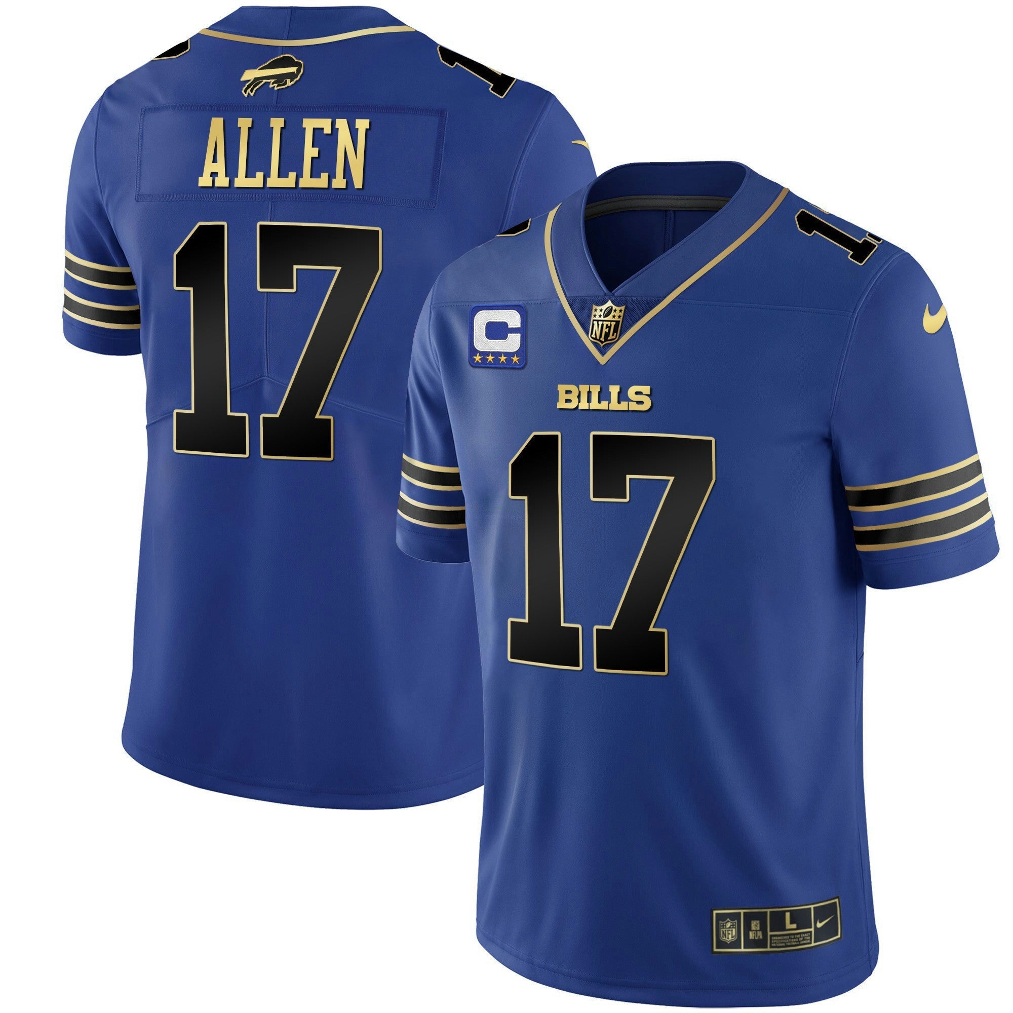 Camisa NFL Men’s Preta Dourada & Azul Royal Dourada Vapor Jersey