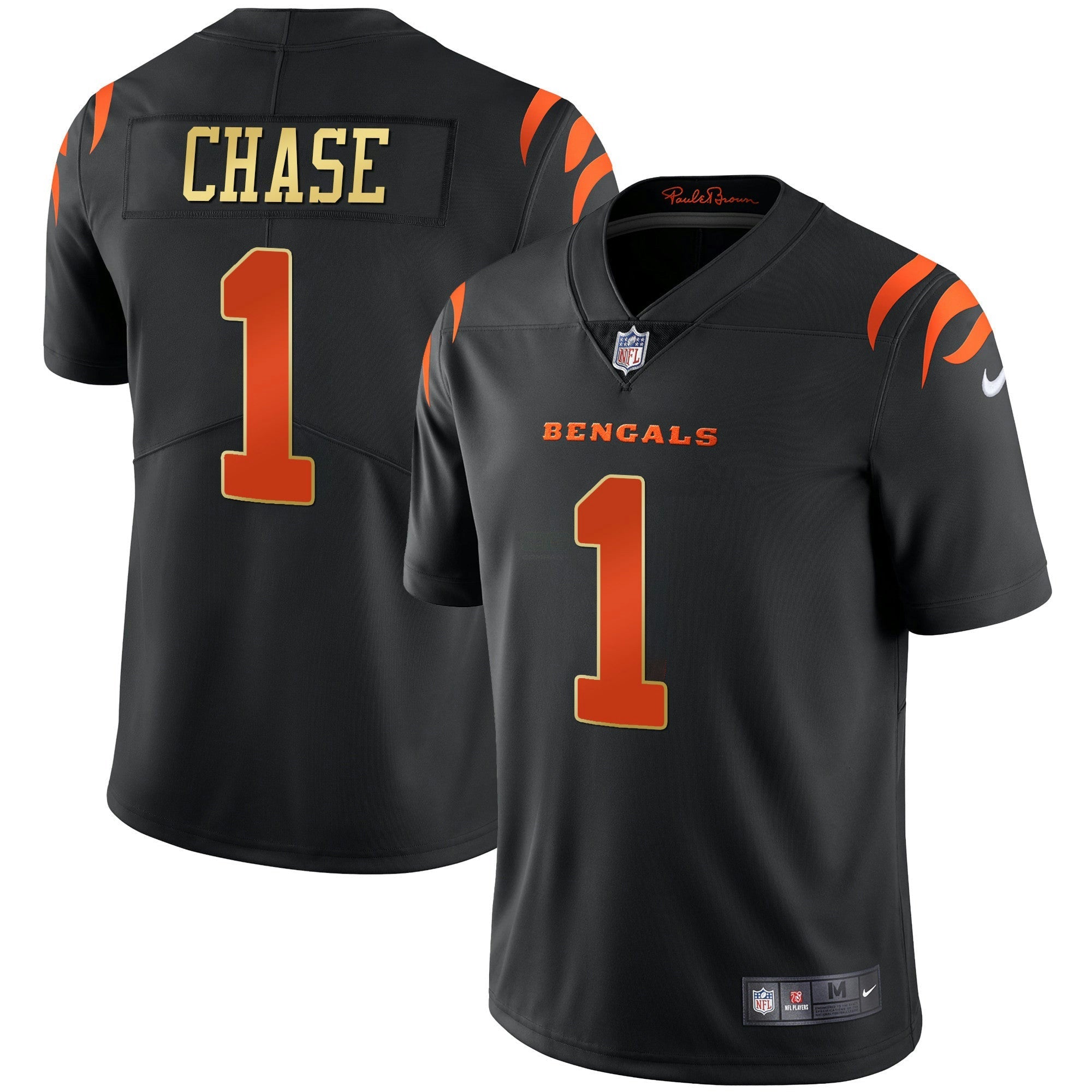 Camisa NFL Men’s Preta Dourada & Branca Dourada Vapor Jersey